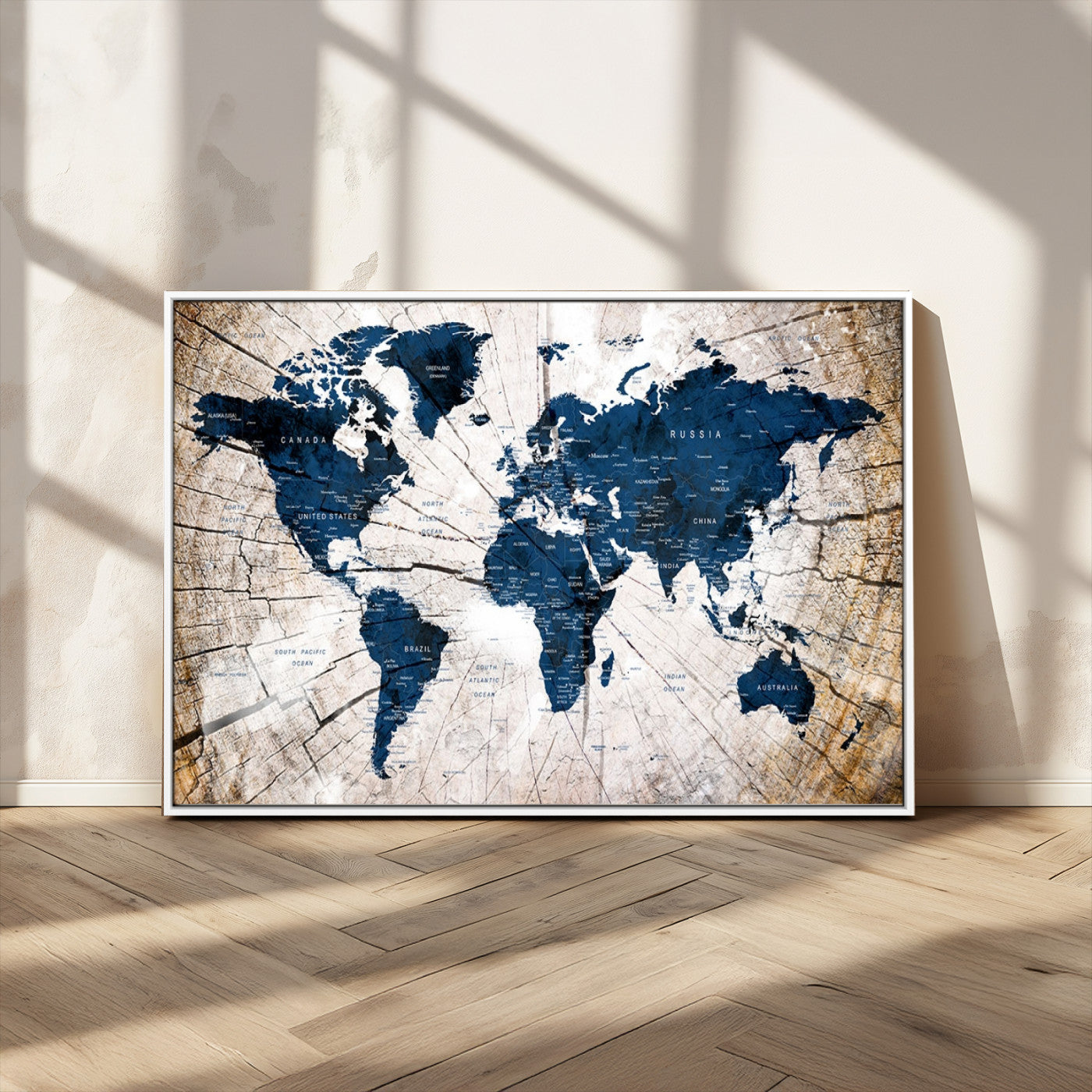 MGV-FC-36X24 - Push Pin World Map Canvas Print – Framed Wall Art for Couples to Track Their Travels – Anniversary