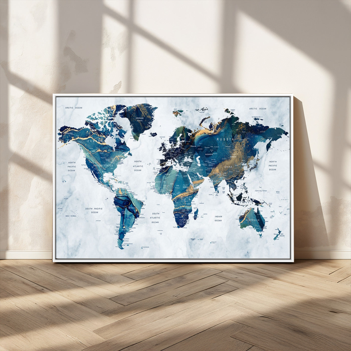 MGV-FC-36X24 - Push Pin World Map Canvas Print – Framed Wall Art for Couples to Track Their Travels – Anniversary