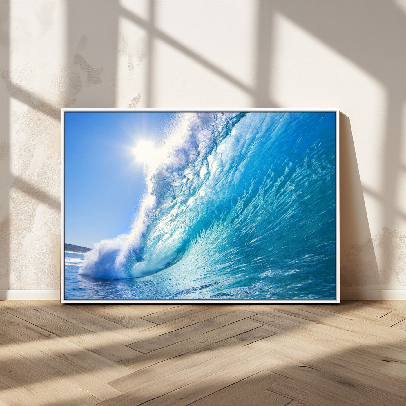 MGV-FC-36X24 - Blue Big Wave Surfing Ocean Canvas Wall Art Artwork Print , Surf Wall Art, Sea Wall Art