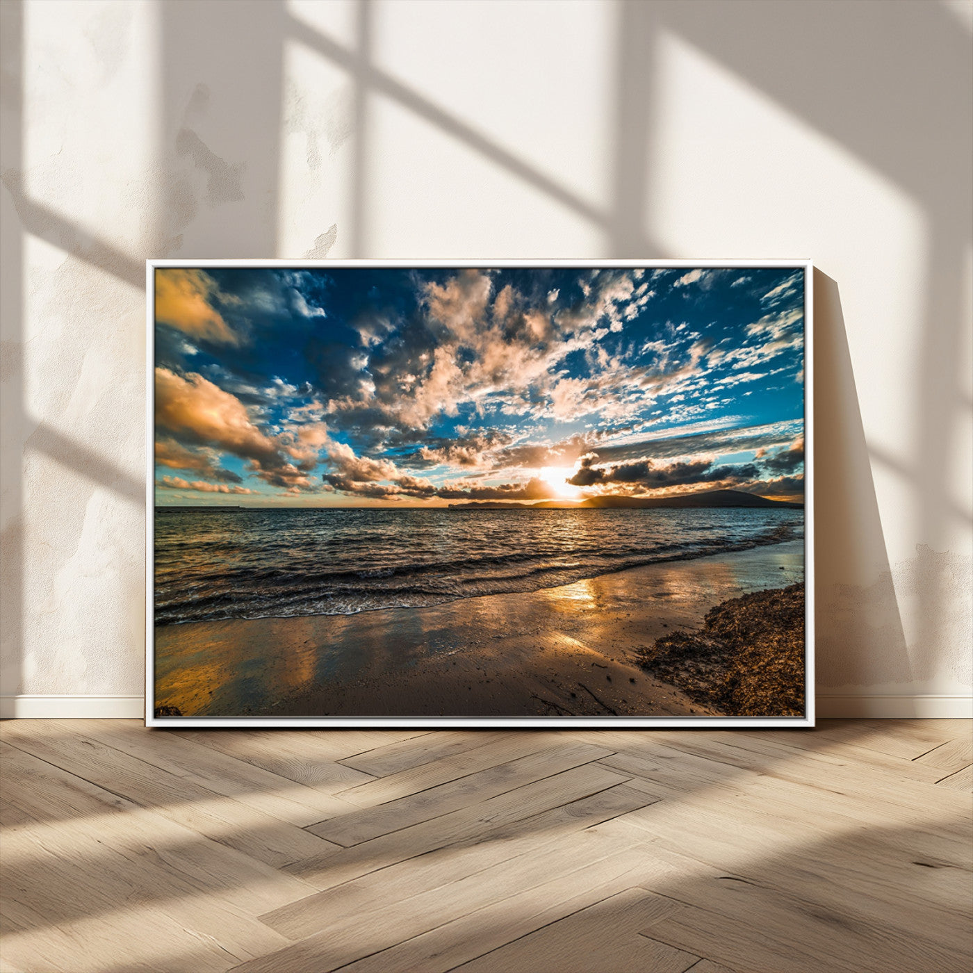 MGV-FC-36X24 - Beach Wall Art - Stunning Ocean Sunset Canvas Print with Coastal Design for Elegant and Relaxing