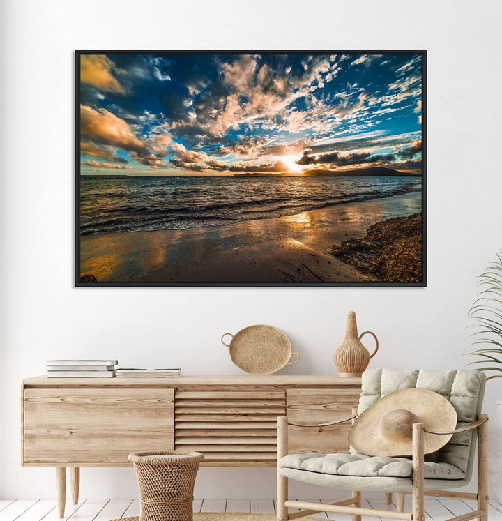 Beach Wall Art - Ocean Sunset Canvas.