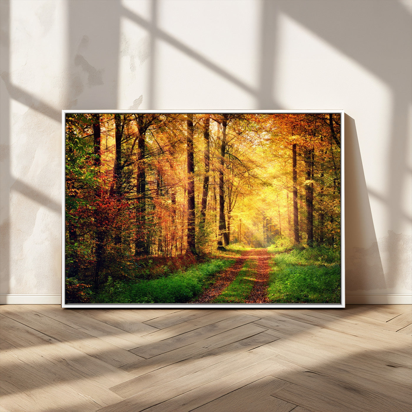 MGV-FC-36X24 - Forest Fall Wall Art Print - Sunlight Through Trees Wall Art Canvas Print