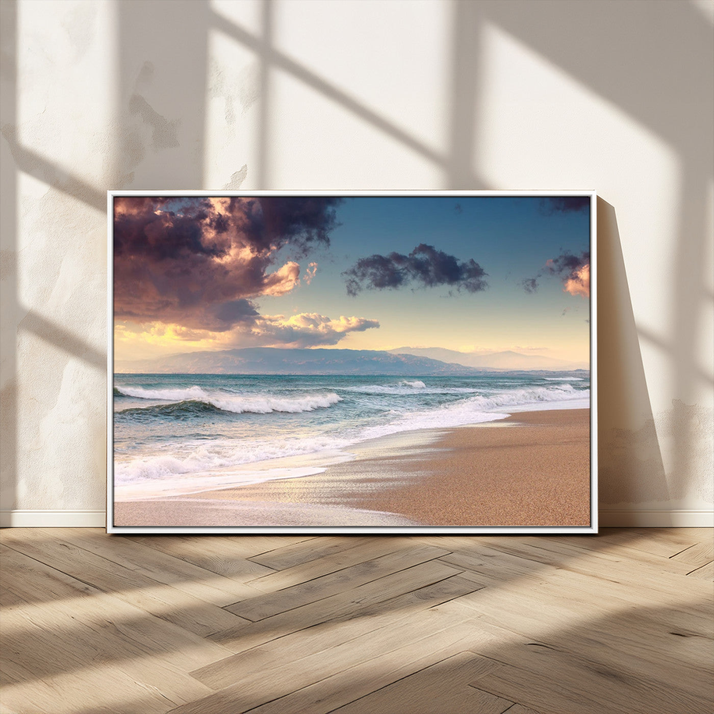 MGV-FC-36X24 - Cloudy Weather Beach Sunset Canvas Print | Sunrise Wall Art Canvas Print