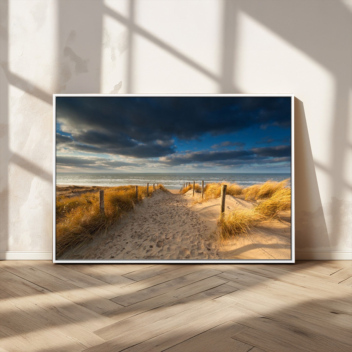 MGV-FC-36X24 - Ocean Beach Dark Clouds Wall Art Canvas Print