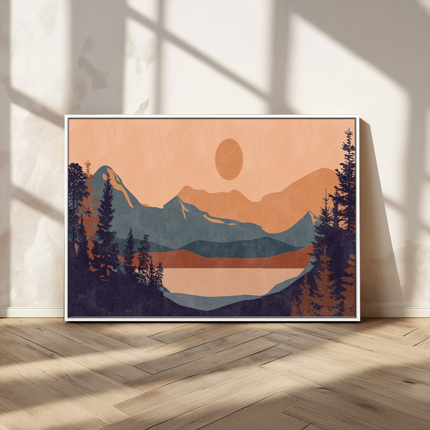 MGV-FC-36X24 - Modern Boho Sunset Canvas Print, Mountain Landscape Triptych – Giclée Canvas Art Print for Living