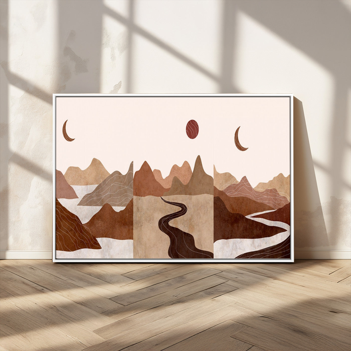 MGV-FC-36X24 - Boho Wall Art Canvas Print Set Mid-Century Prints Bohemian Wall Artwork Prints Boho Neutral
