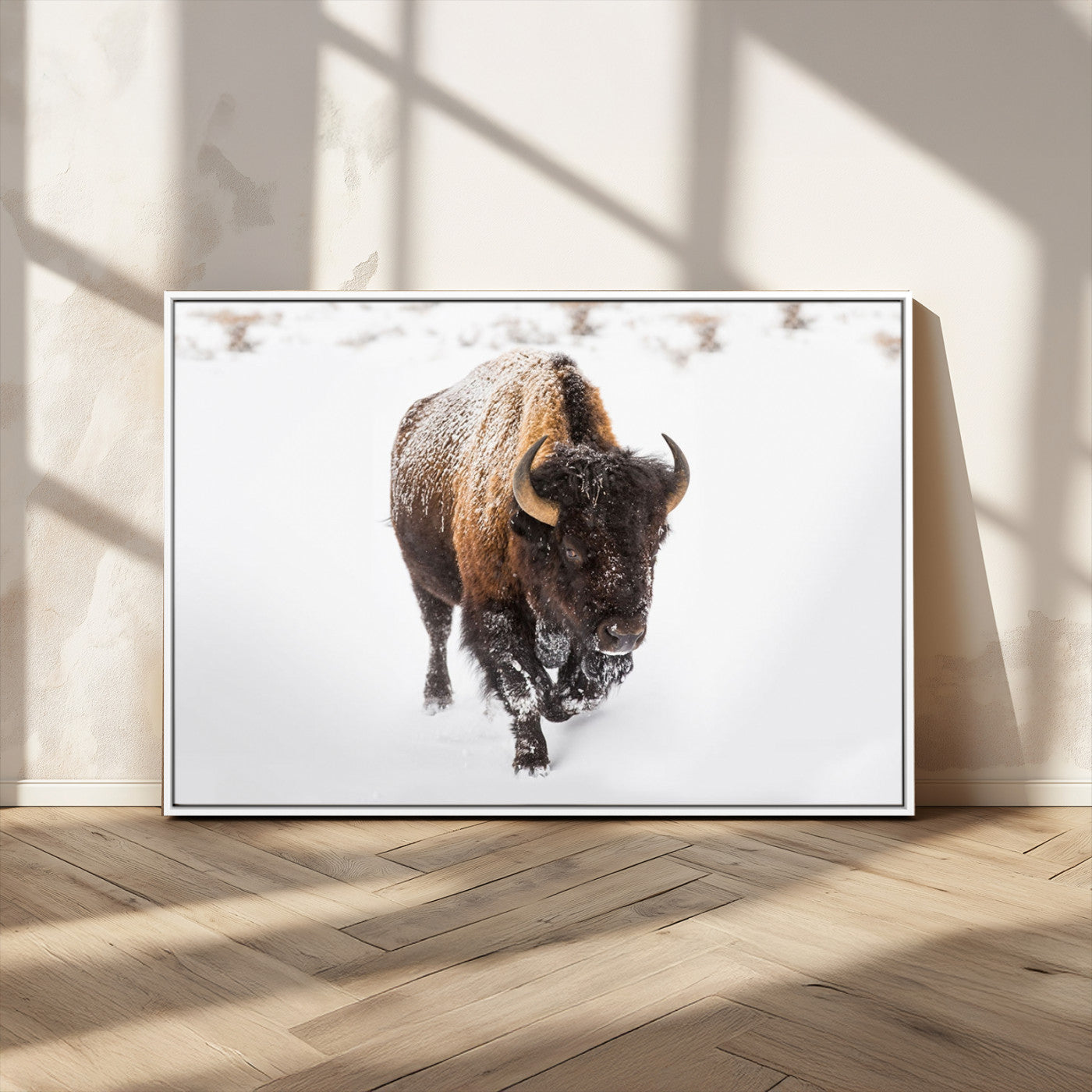 MGV-FC-36X24 - Bison Winter Wall Art Canvas Print For Farmhouse Decor