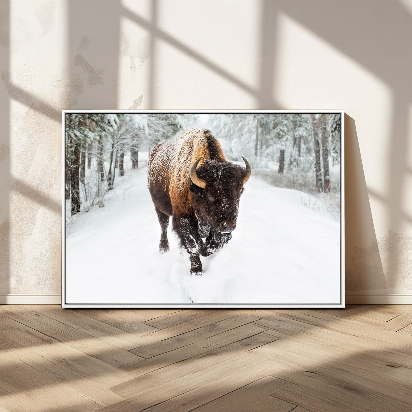MGV-FC-36X24 - Bison Wall Art Canvas Print For Farmhouse, Animal Canvas Print, Wild Animal Wall Art