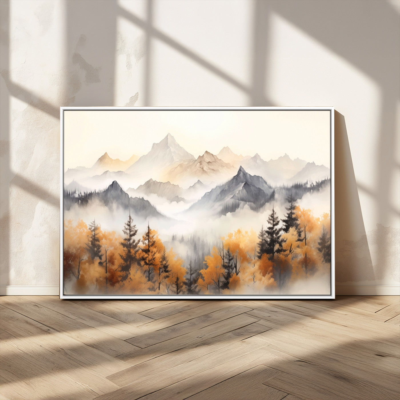 MGV-FC-36X24 - Abstract Mountain Wall Art | Misty Mountain Forest and Mountains Canvas Print for Living Room,