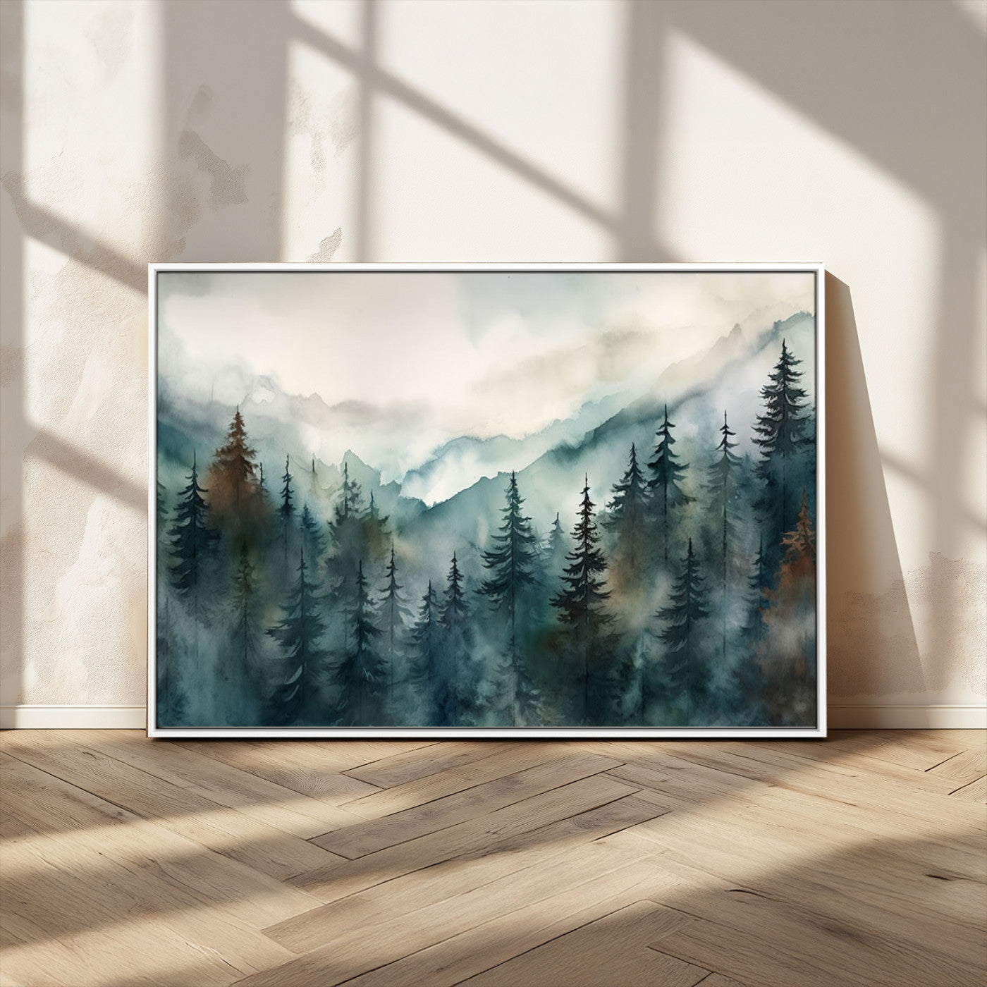 48468-MGV-CV-36X24-Serenity Forest Wall Art Canvas | Foggy Mountain Landscape Canvas Print for Living Room or Office | Nature-Inspired Woodland Decor