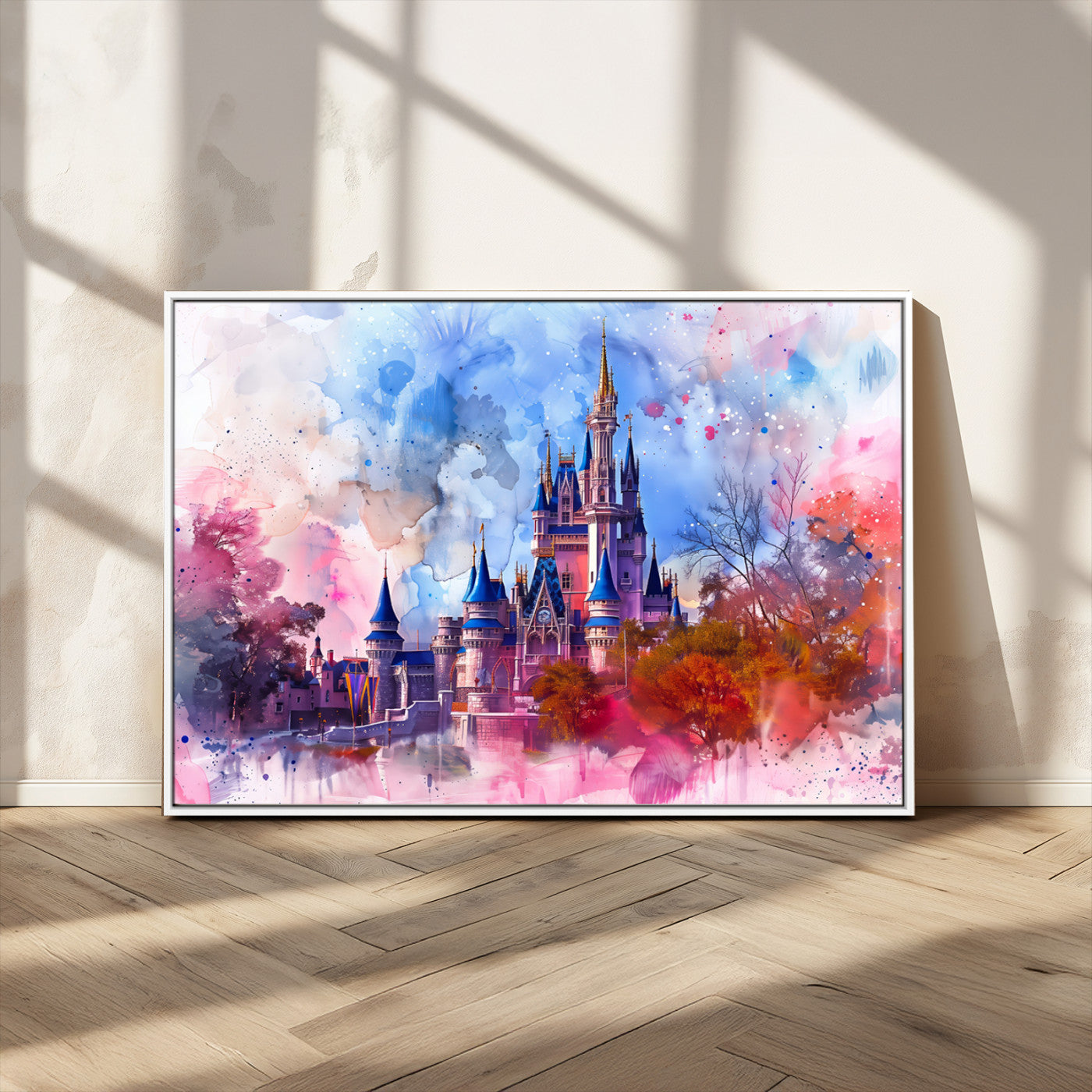 MGV-FC-36X24 - Disney Wall Art: Dreamy Watercolor Cinderella Castle Canvas Print