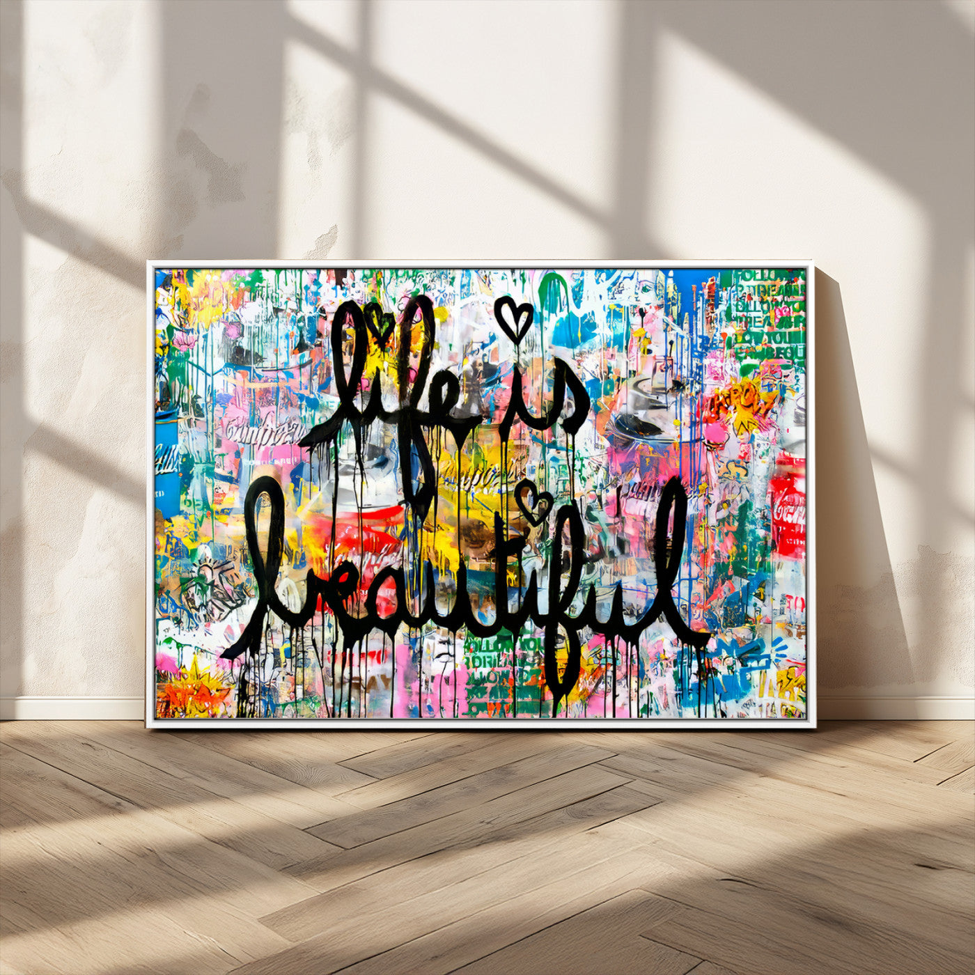 MGV-FC-36X24 - Life Beautiful Wall Art Canvas Print | Graffiti Wall Art Canvas Print