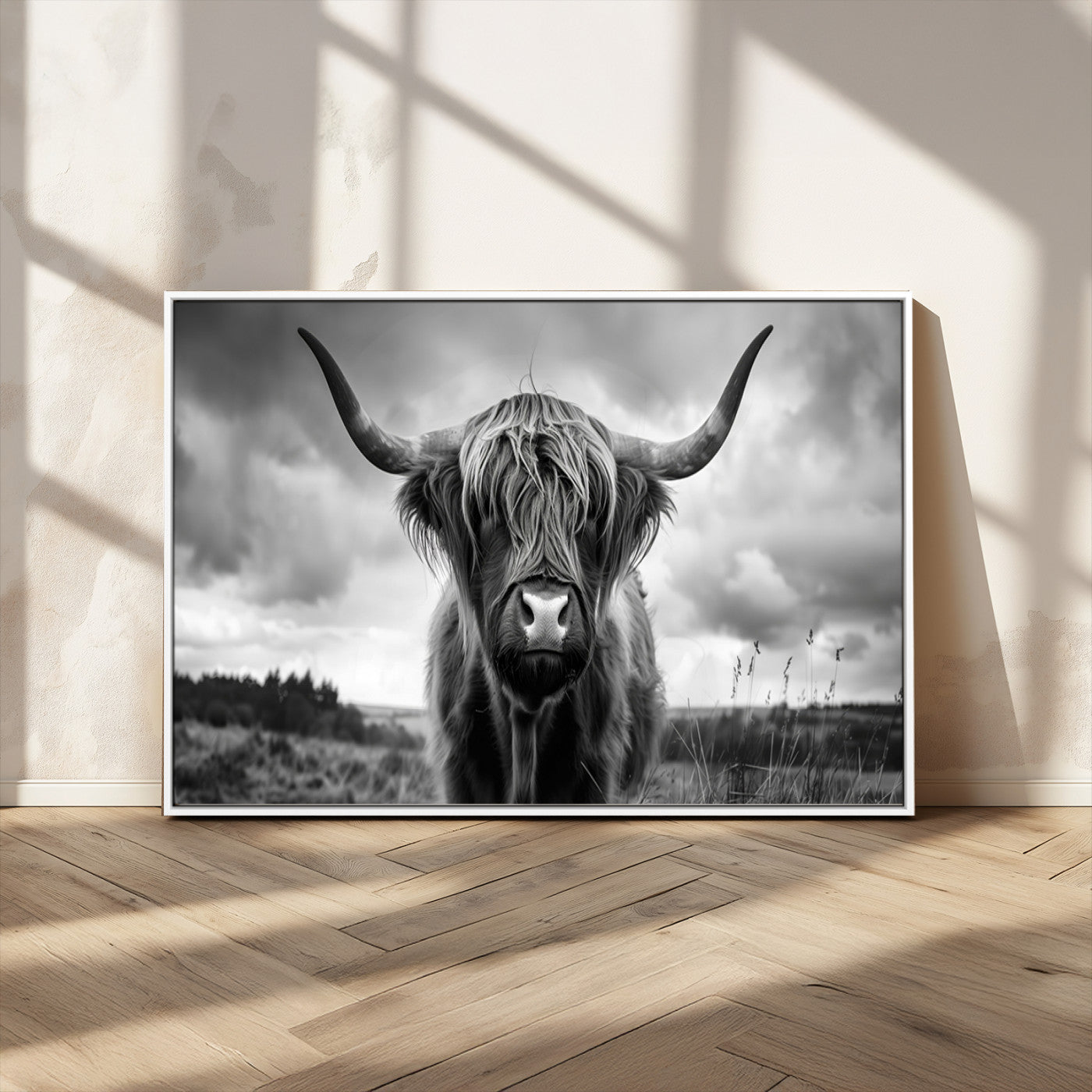 MGV-FC-36X24 - Scottish Cow Wall Art Canvas Print | Longhorn Wall Art | Bighorn Animal Wall Art