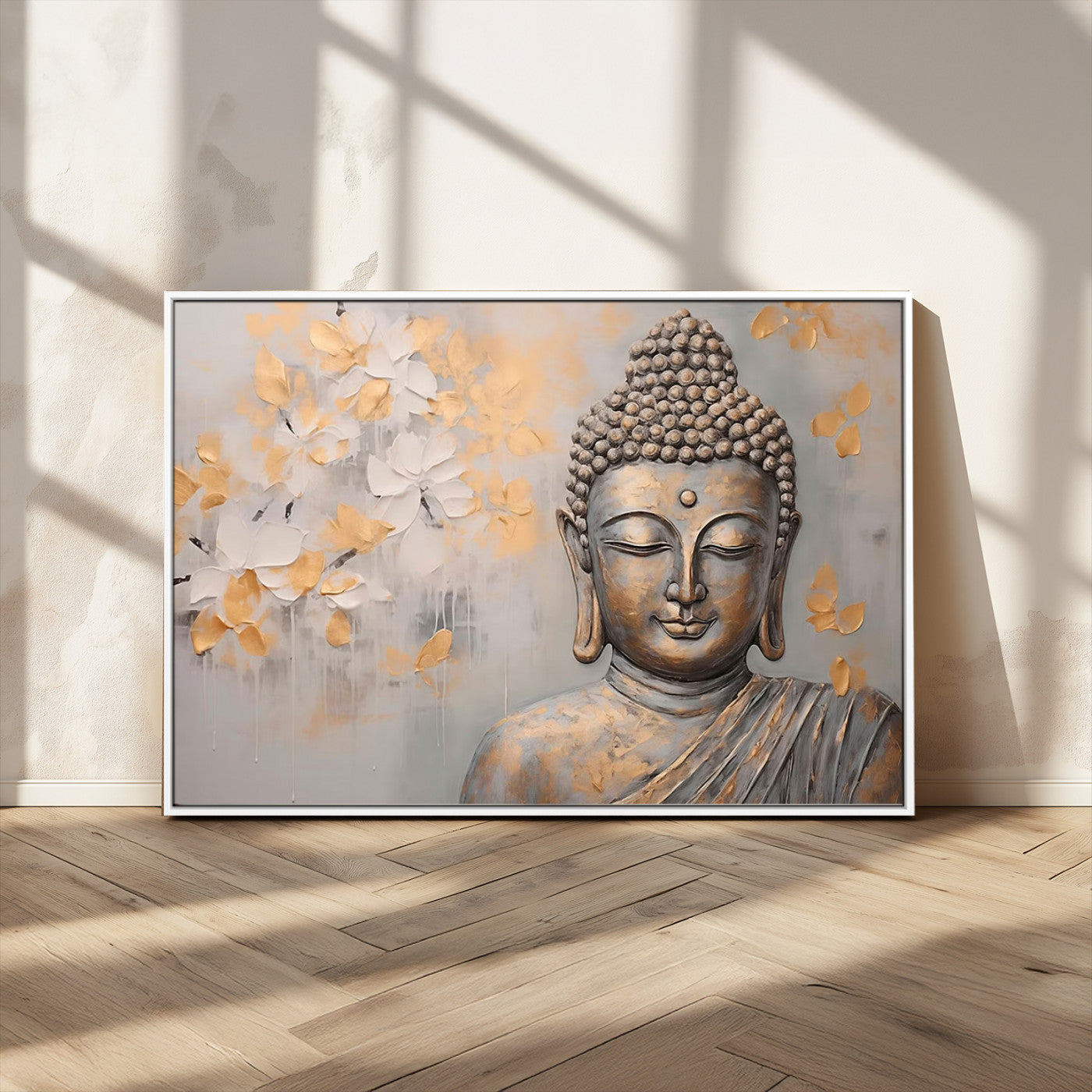 MGV-FC-36X24 - Abstract Buddha Statue Wall Art Canvas Print - Modern Meditation Decor for Living Room, Office, Yoga Studio Decor