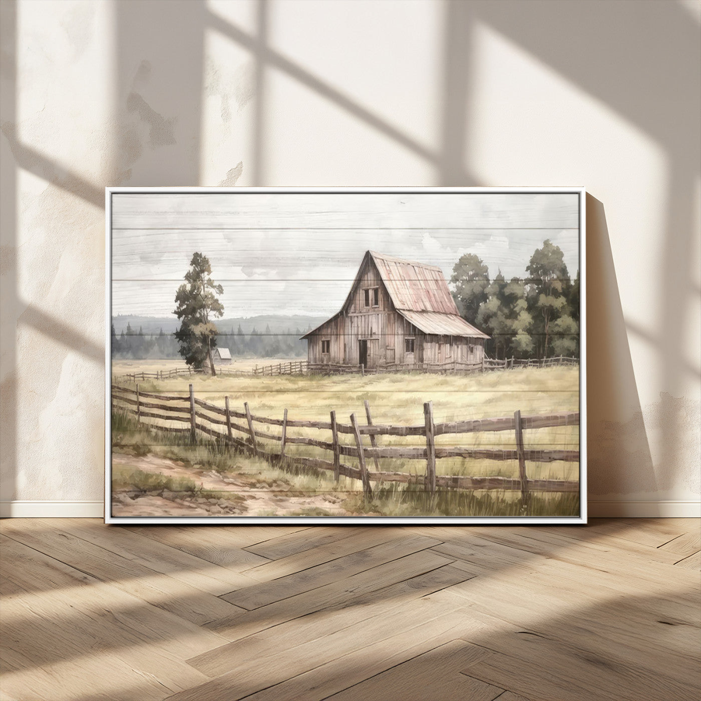 MGV-FC-36X24 - Rustic Farmhouse Barn Wall Art | 3-Panel Framed Gallery Wrap Giclee Canvas Print for Living Room, Farmhouse, or Office | Country Landscape Wall Art