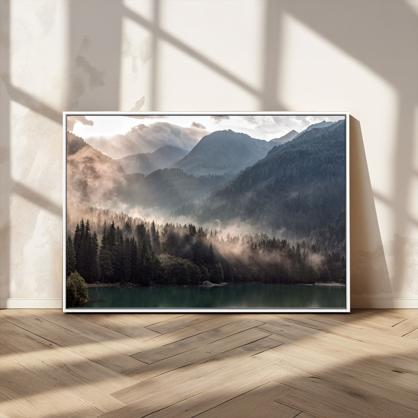 MGV-FC-36X24 - Foggy Mountain Canvas Print Forest Wall Art
