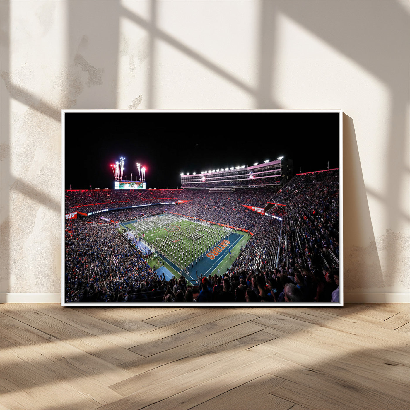 MGV-FC-36X24 - Ben Hill Griffin Stadium Night Game Triple Canvas Wall Art - Florida Gators Football Match