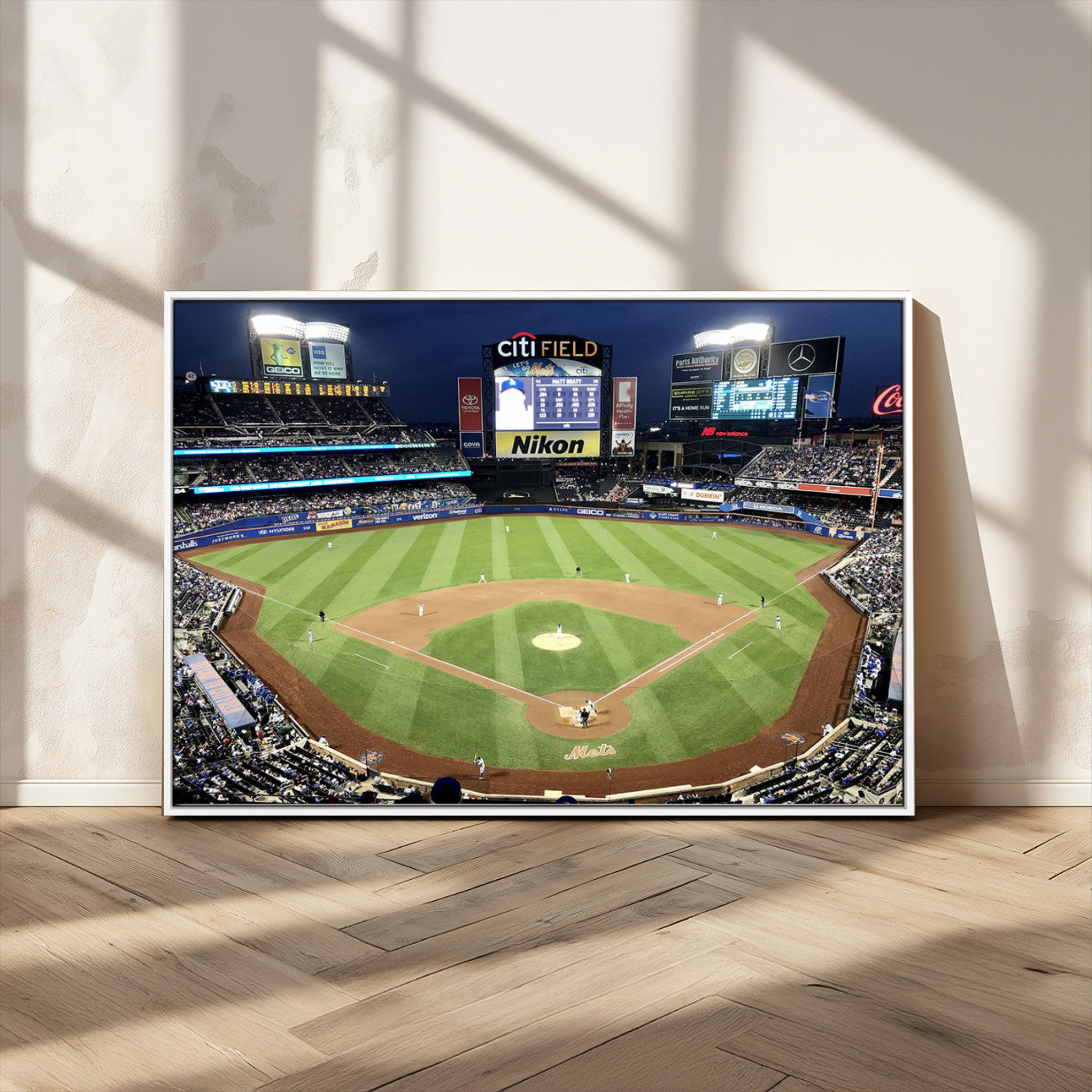 MGV-FC-36X24 - Citi Field Wall Art Print | 3-Panel New York Mets Baseball Stadium Canvas Print | Framed Sports Decor for Living Room, Man Cave, or Office Decor
