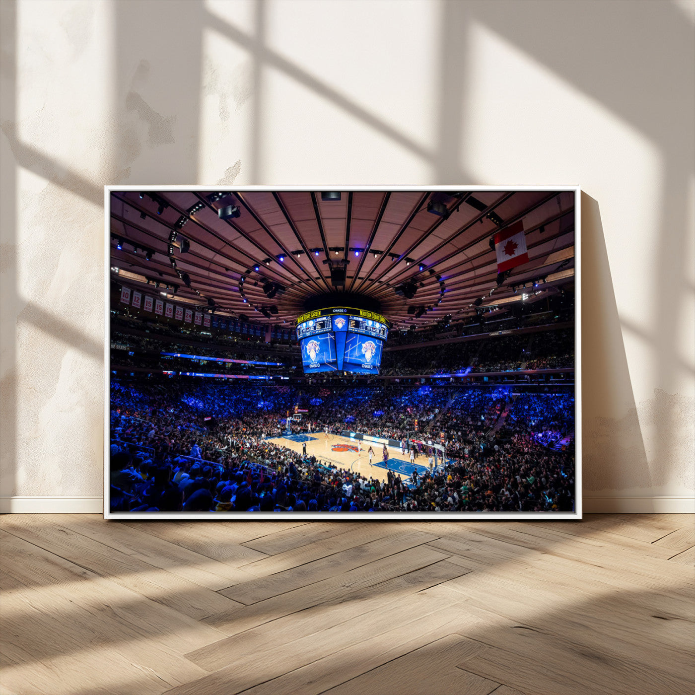 MGV-FC-36X24 - Madison Square Garden Basketball Arena Print - Madison Square Garden Basketball Game Triple Canvas Wall Art - NBA Match Atmosphere
