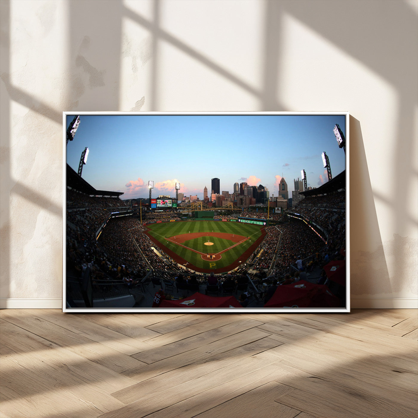 MGV-FC-36X24 - PNC Park Evening Game Triple Canvas Wall Art - Pittsburgh Pirates MLB Match - PNC Park Stadium Wall Art Canvas Print