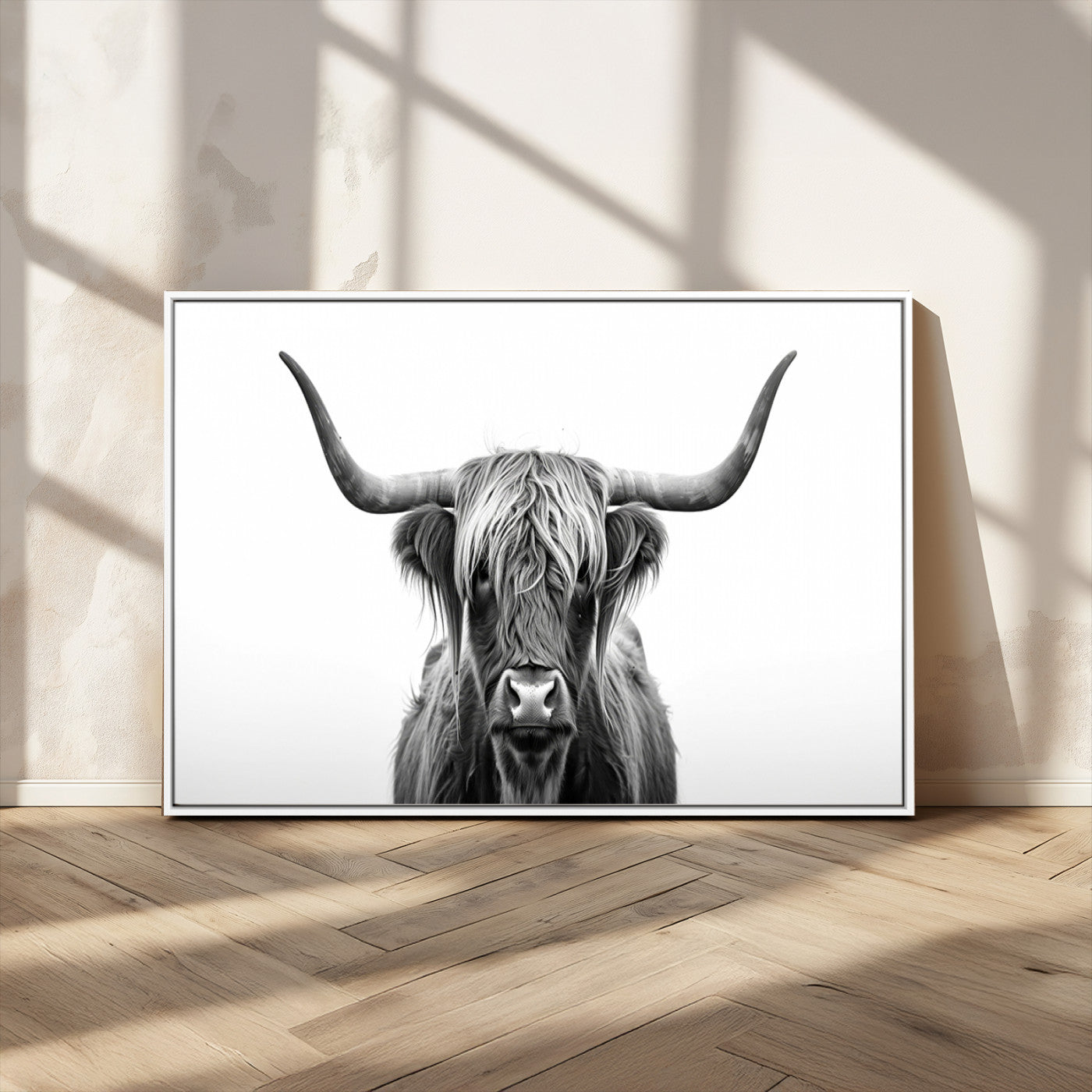 MGV-FC-36X24 - Highland Wall Art Canvas Print – Minimalist Black and White Farmhouse Décor, Ready to Hang