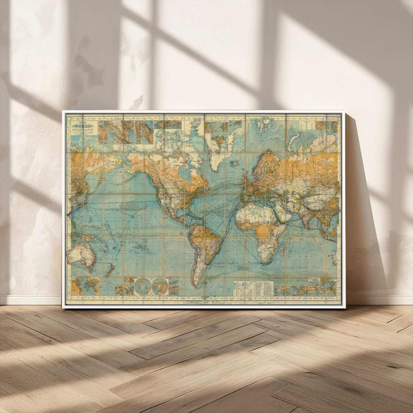 MGV-FC-36X24 - Push Pin World Map Canvas Print – Framed Wall Art for Couples to Track Their Travels – Anniversary