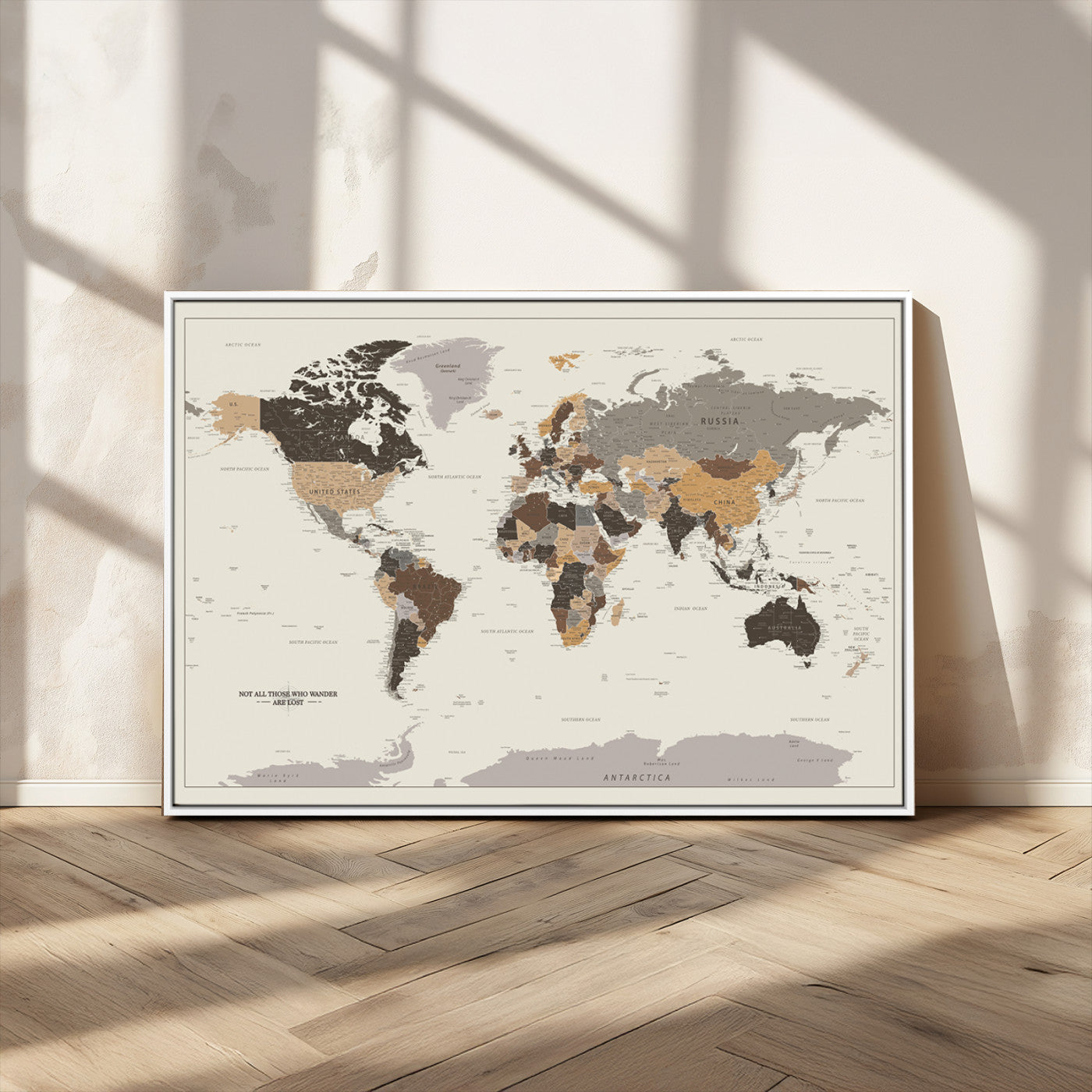 MGV-FC-36X24 - Push Pin World Map Canvas Print – Framed Wall Art for Couples to Track Their Travels – Anniversary