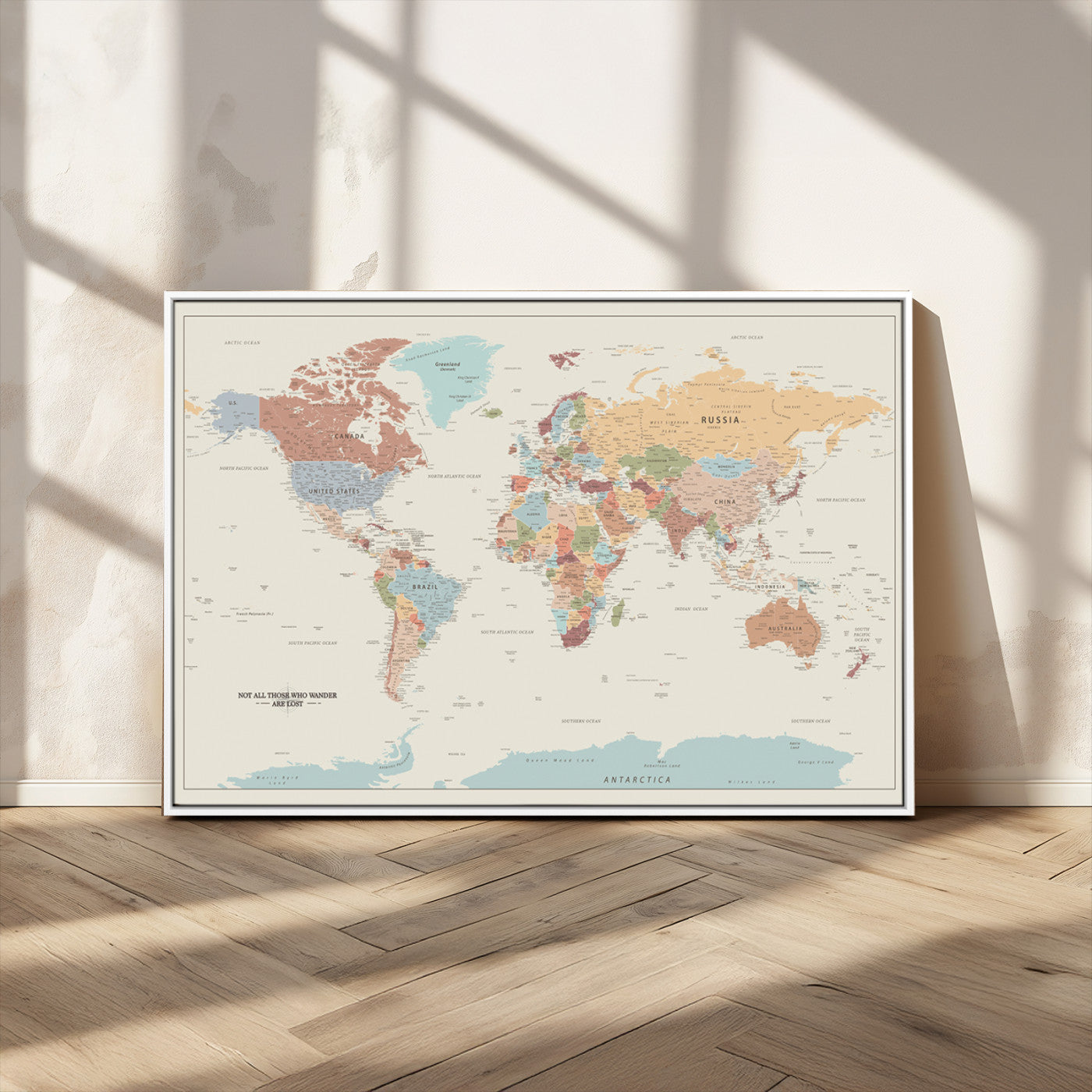 MGV-FC-36X24 - Push Pin World Map Canvas Print – Framed Wall Art for Couples to Track Their Travels – Anniversary