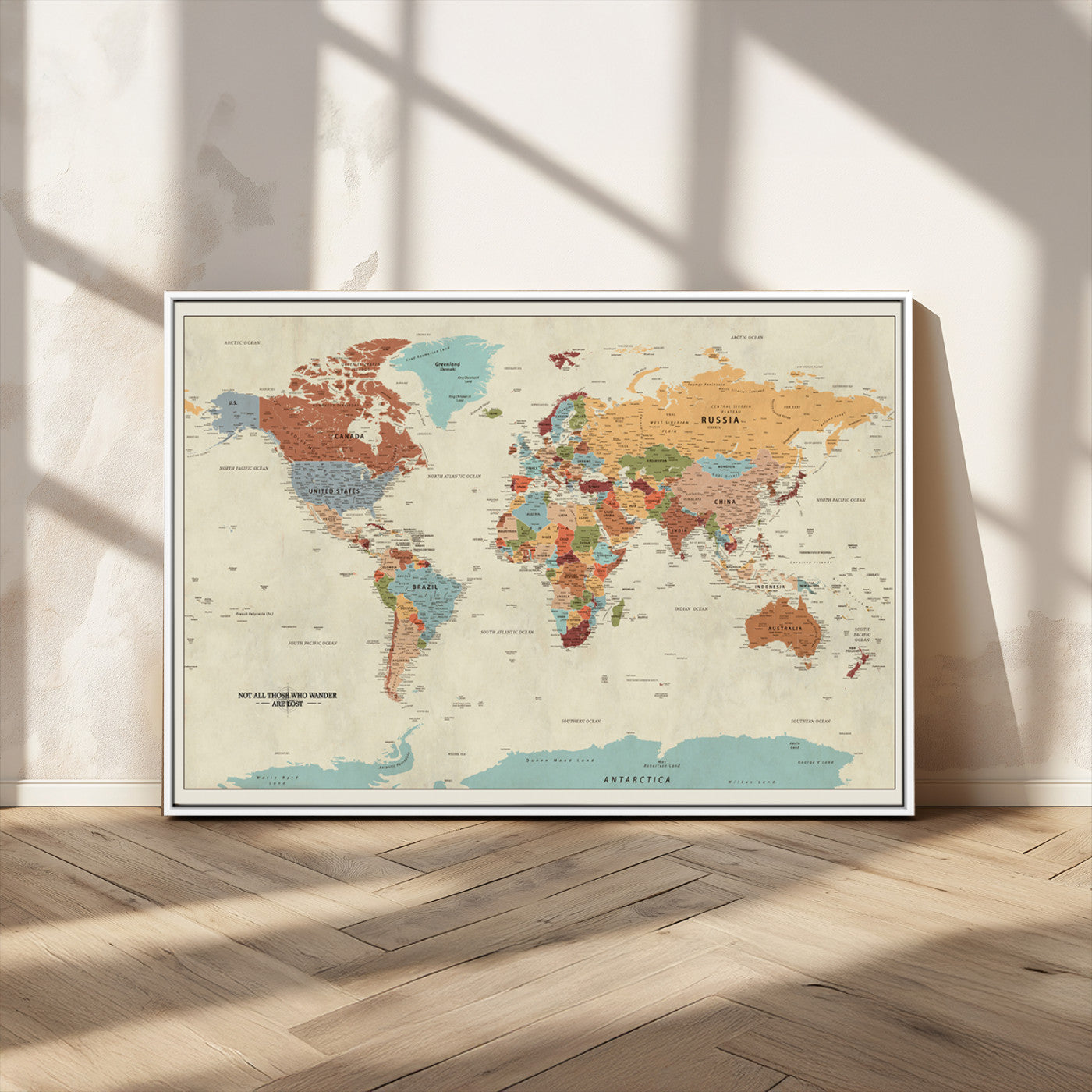 MGV-FC-36X24 - Push Pin World Map Canvas Print – Framed Wall Art for Couples to Track Their Travels – Anniversary