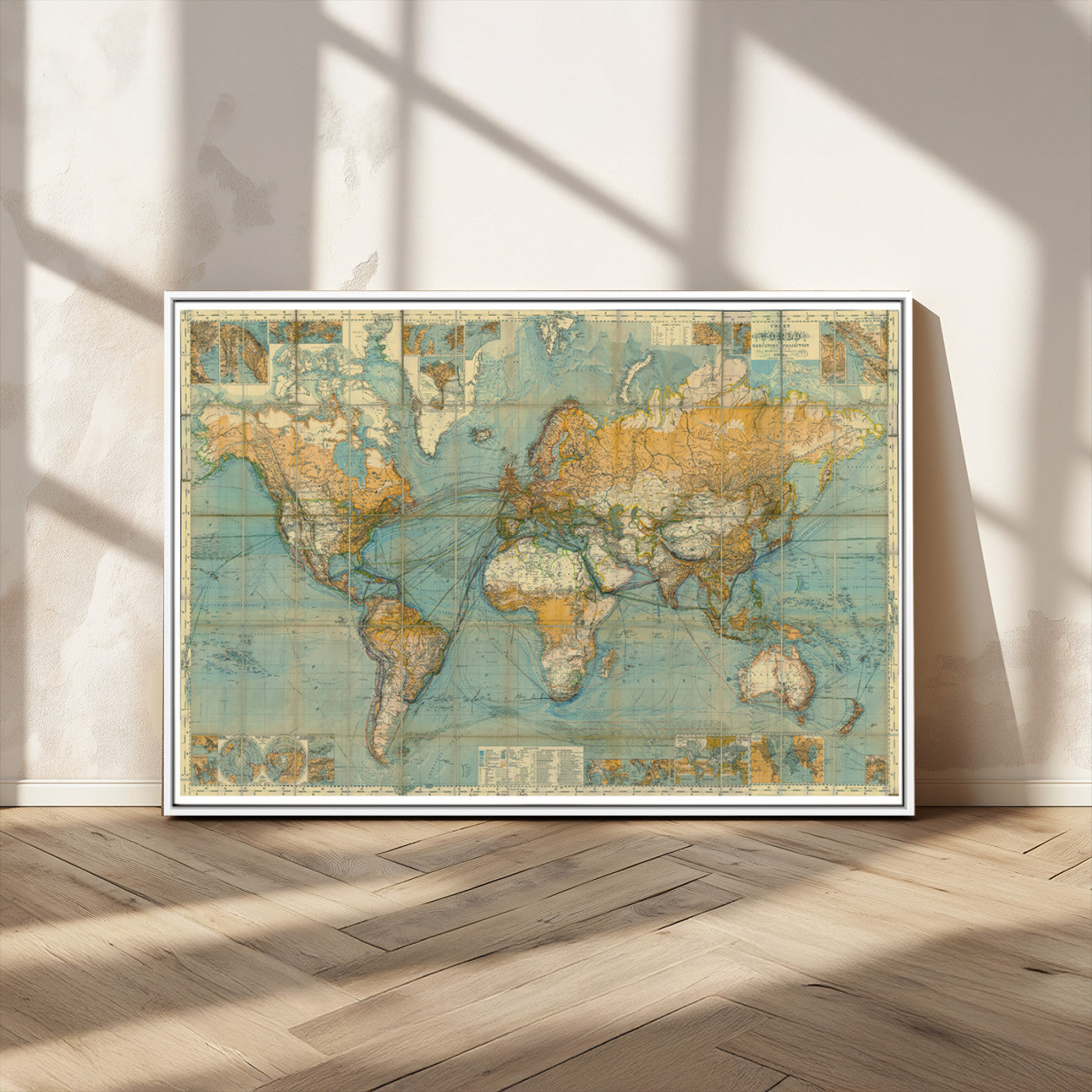MGV-FC-36X24 - Push Pin World Map Canvas Print – Framed Wall Art for Couples to Track Their Travels – Anniversary