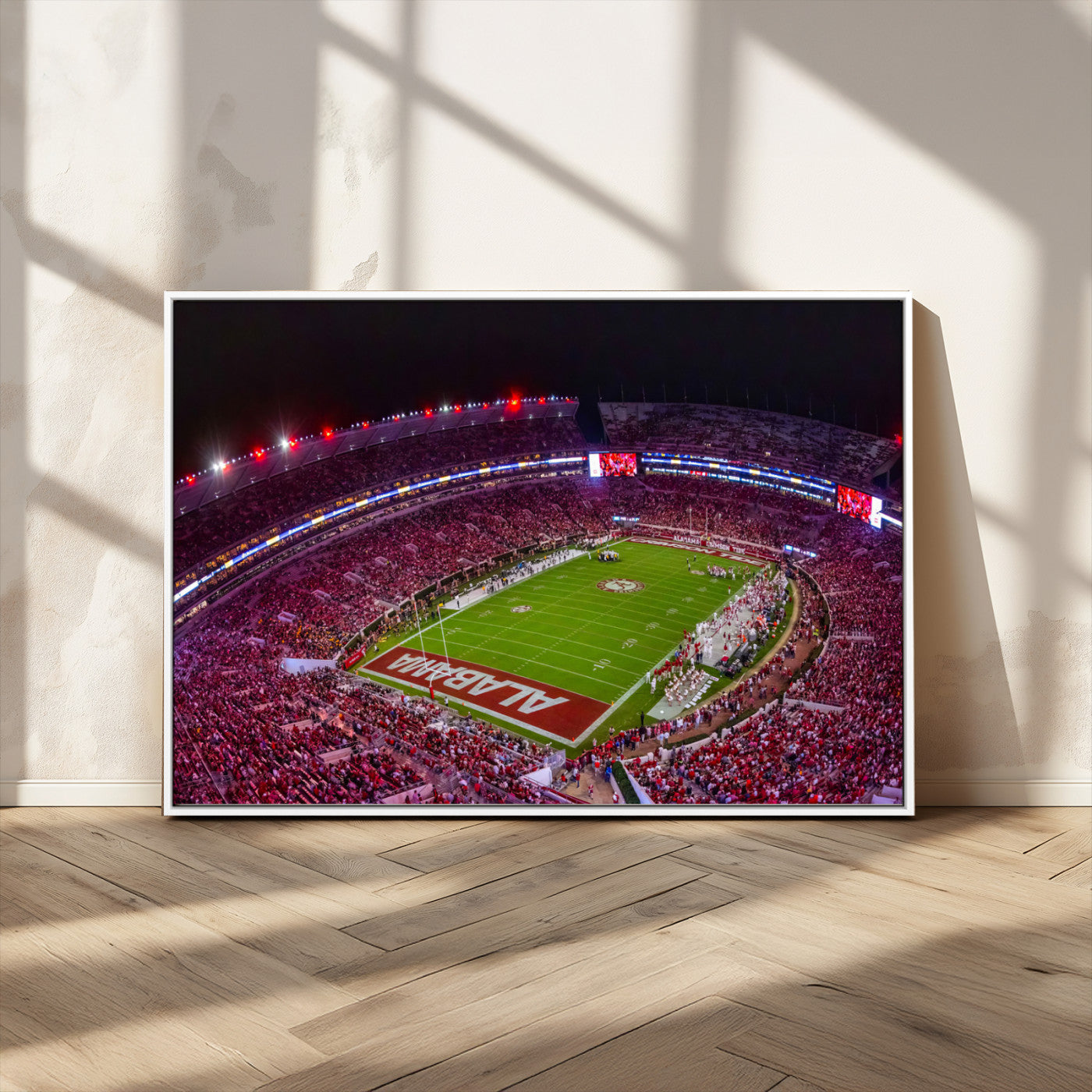 MGV-FC-36X24 - Bryant-Denny Stadium Night Game Triple Canvas Wall Art - Alabama Crimson Tide Football Match