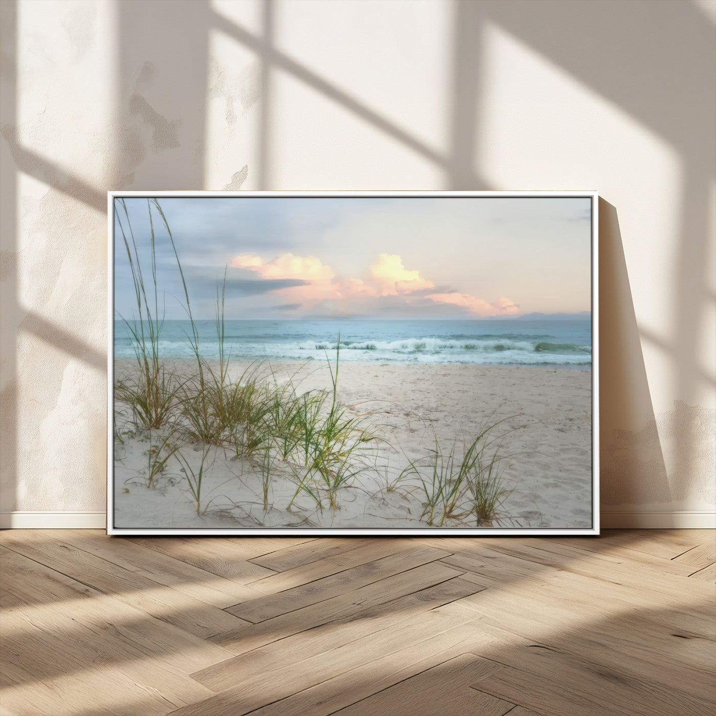 MGV-FC-36X24 - Flight Over Coastal Beach Landscape, Flight Over Coastal Beach Print Canvas Wall Art
