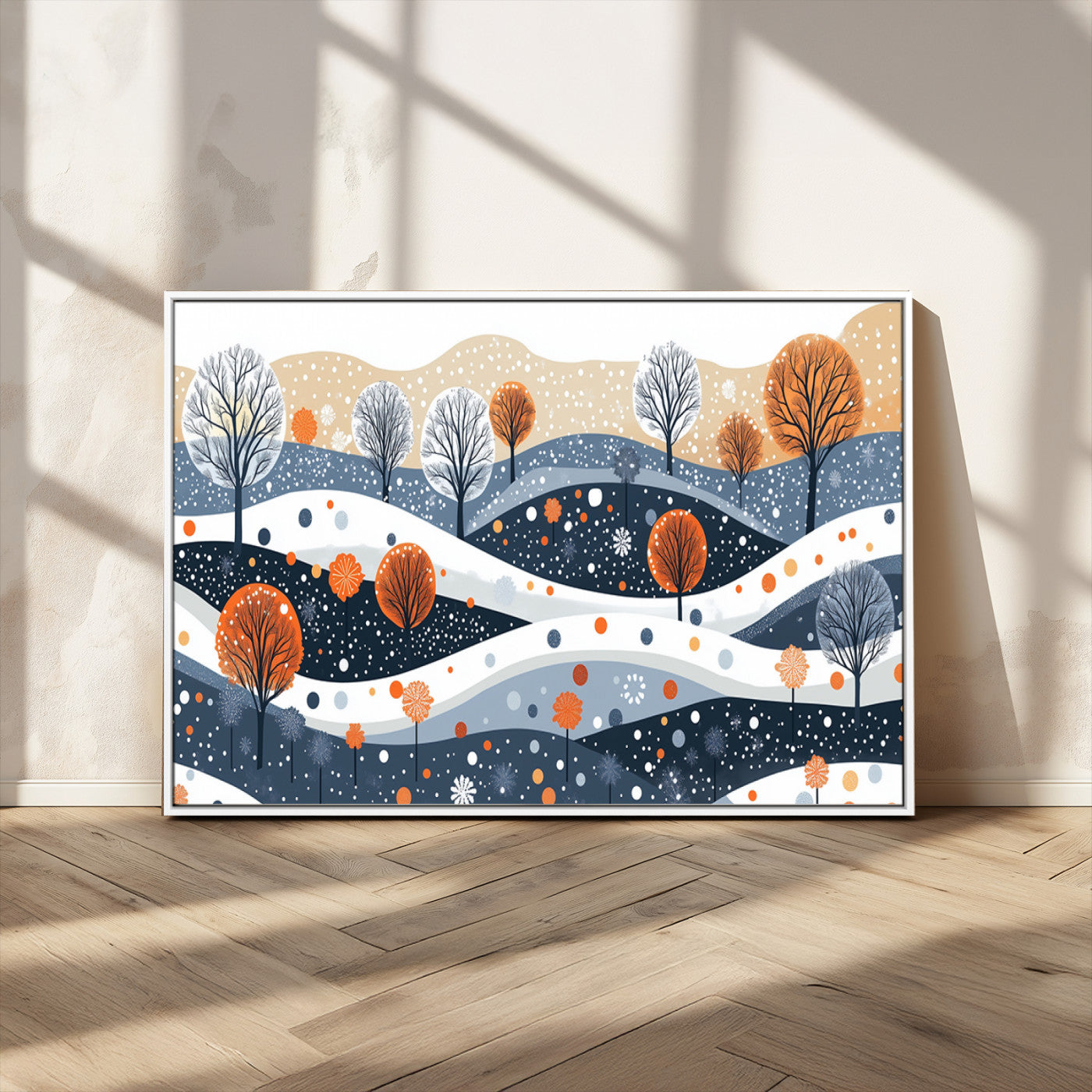 MGV-FC-36X24 - Abstract Winter Landscape Canvas Wall Art Print -  Large Colorful Nature Wall Decor