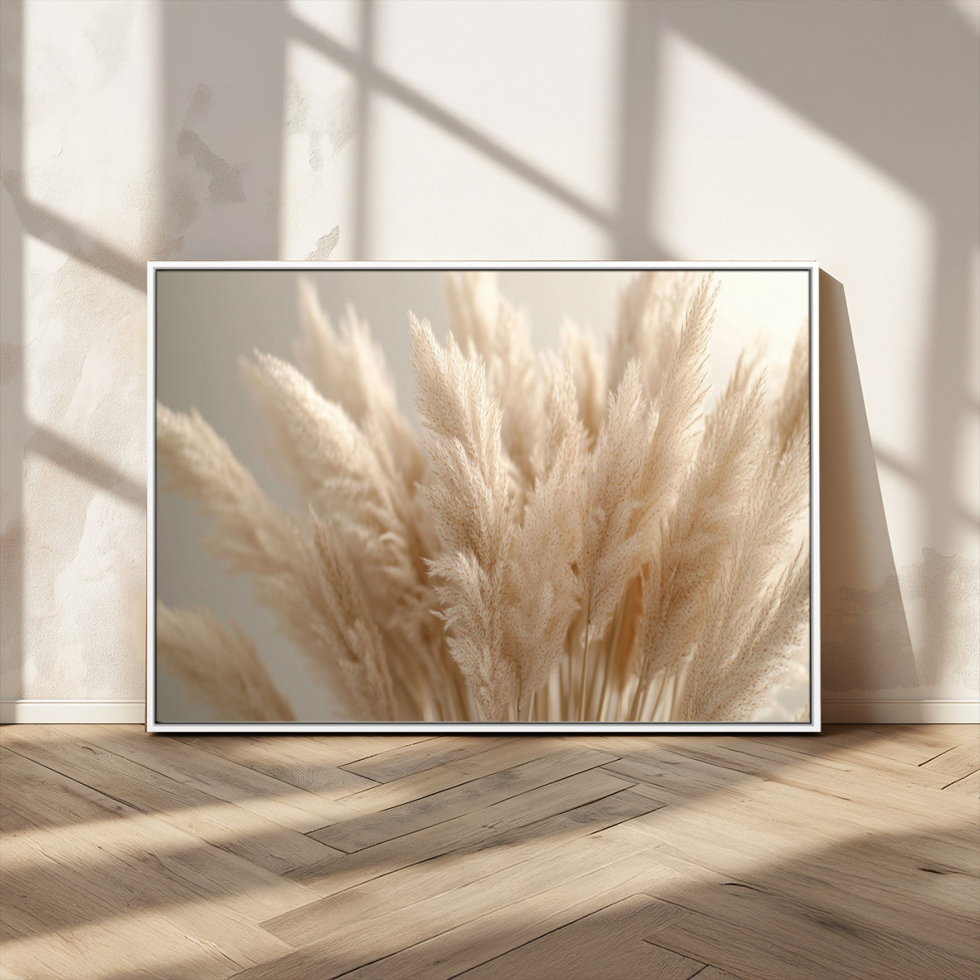 MGV-FC-36X24 - Pampas Grass Canvas Wall Art - Elegant Neutral Decor for Living Room, Boho Minimalist Artwork, Ready