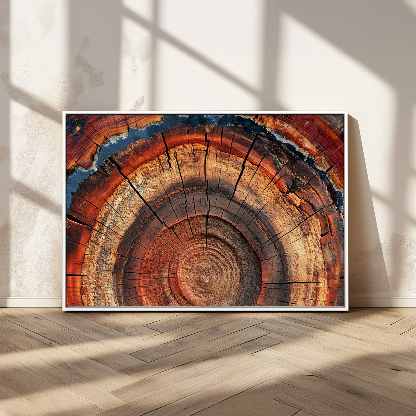 MGV-FC-36X24 - Abstract Tree Ring Art, Colorful Tree Ring Wall Decor, Minimalist Home Canvas Art, Modern Farmhouse