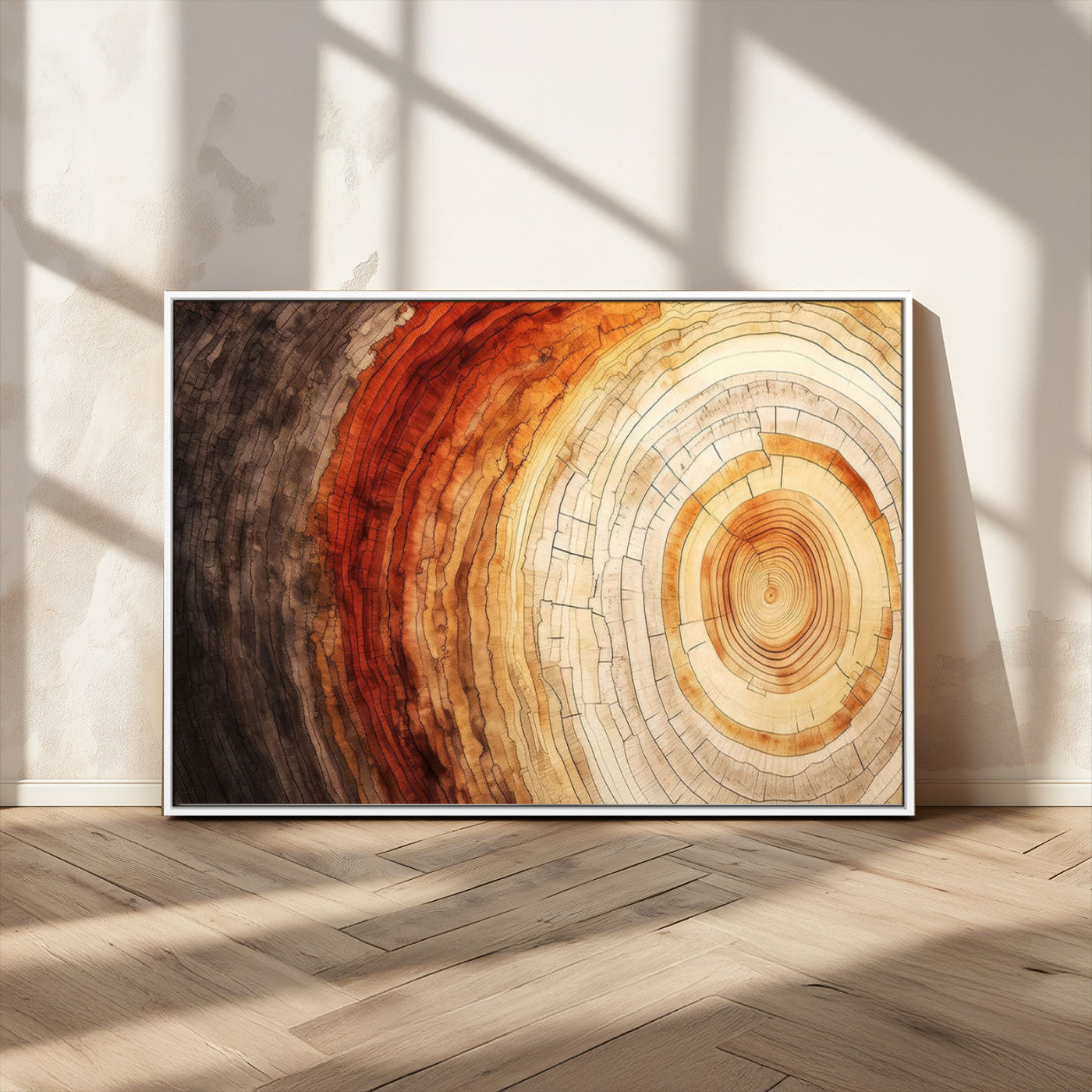 MGV-FC-36X24 - Tree Ring Print on Canvas Wall Art, Tree Stump Print, Wood Wall Art Living Room, Abstract Natural