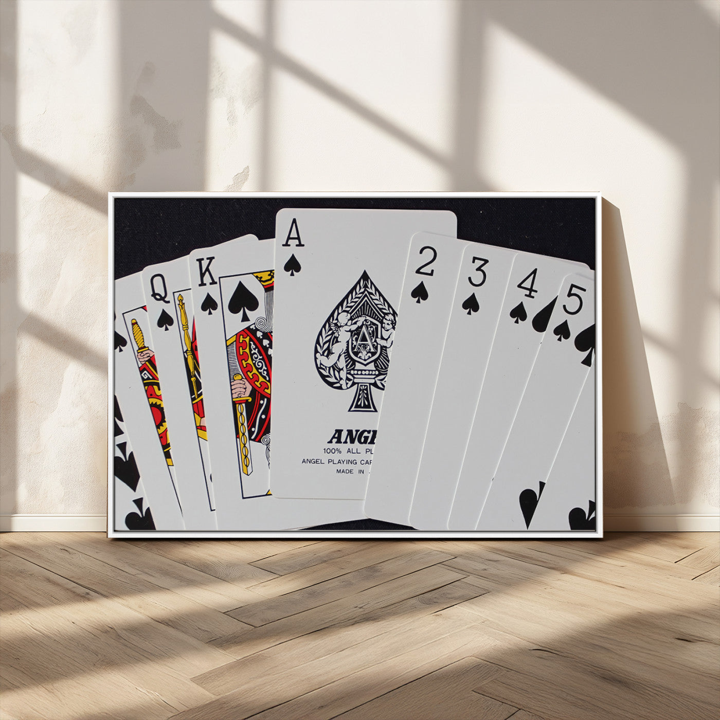 MGV-FC-36X24 - Poker Wall Art - Playing Cards Canvas Wall Art Print - Ace of Spades and Royal Flush Design, Perfect