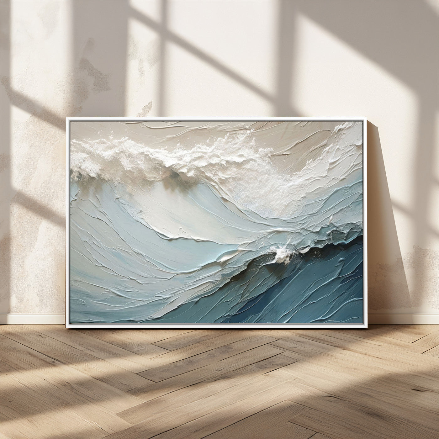 MGV-FC-36X24 - Waves Abstract Wall Art Print, Modern Framed Abstract Canvas Print, Abstract Painting for Living
