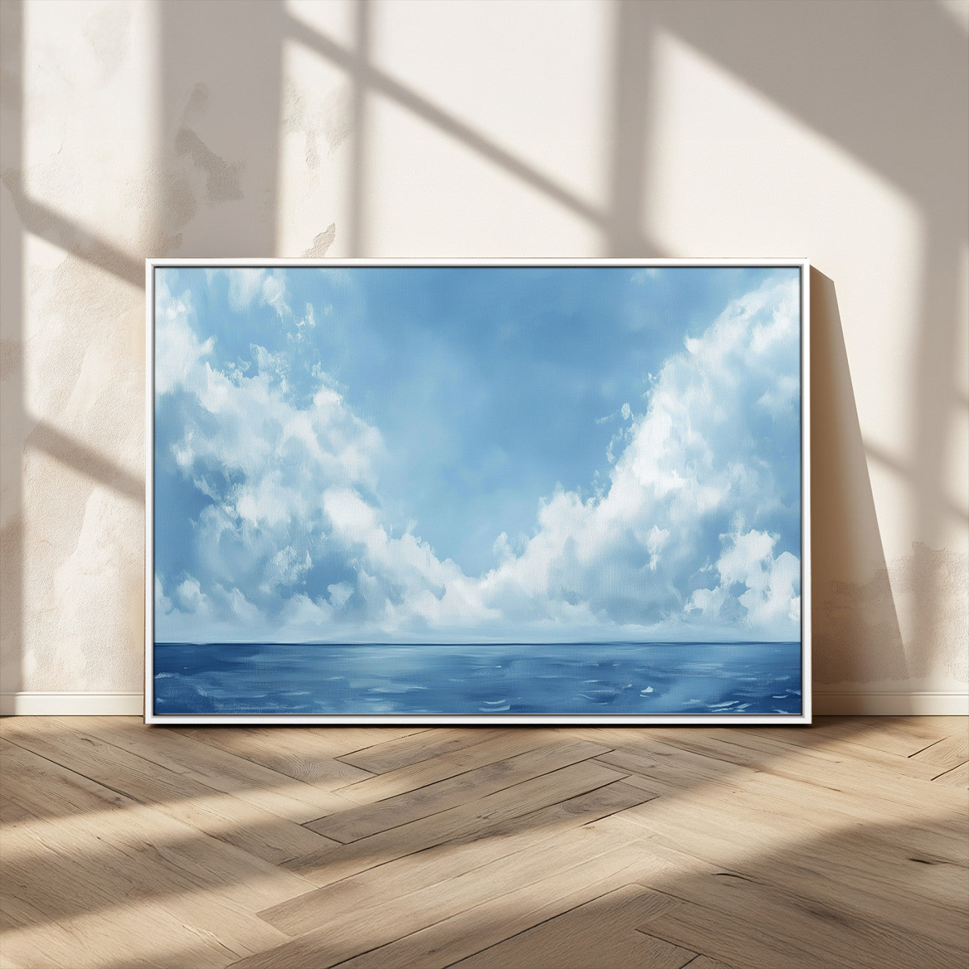 MGV-FC-36X24 - Abstract Ocean Print Artwork- Serene Blue Ocean Canvas Wall Art - Minimalist Ocean and Sky Canvas