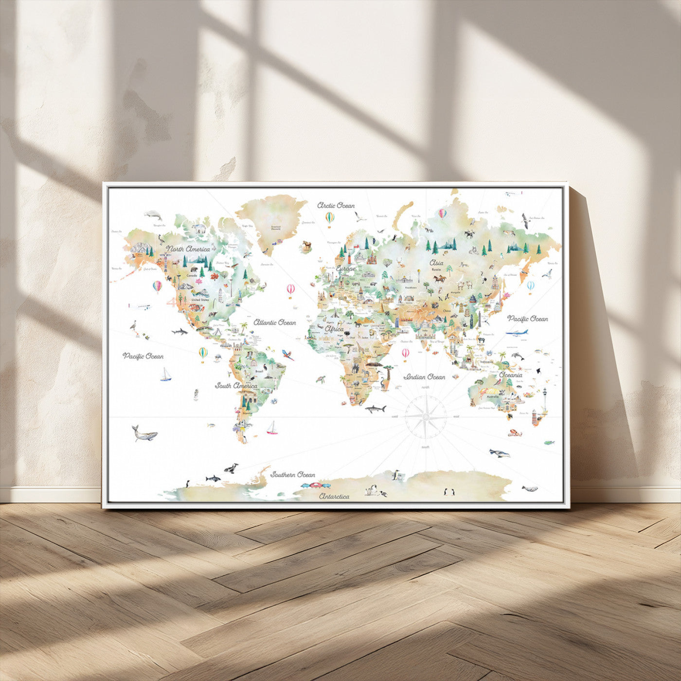 MGV-FC-36X24 - Push Pin World Map Canvas Print – Framed Wall Art for Couples to Track Their Travels – Anniversary