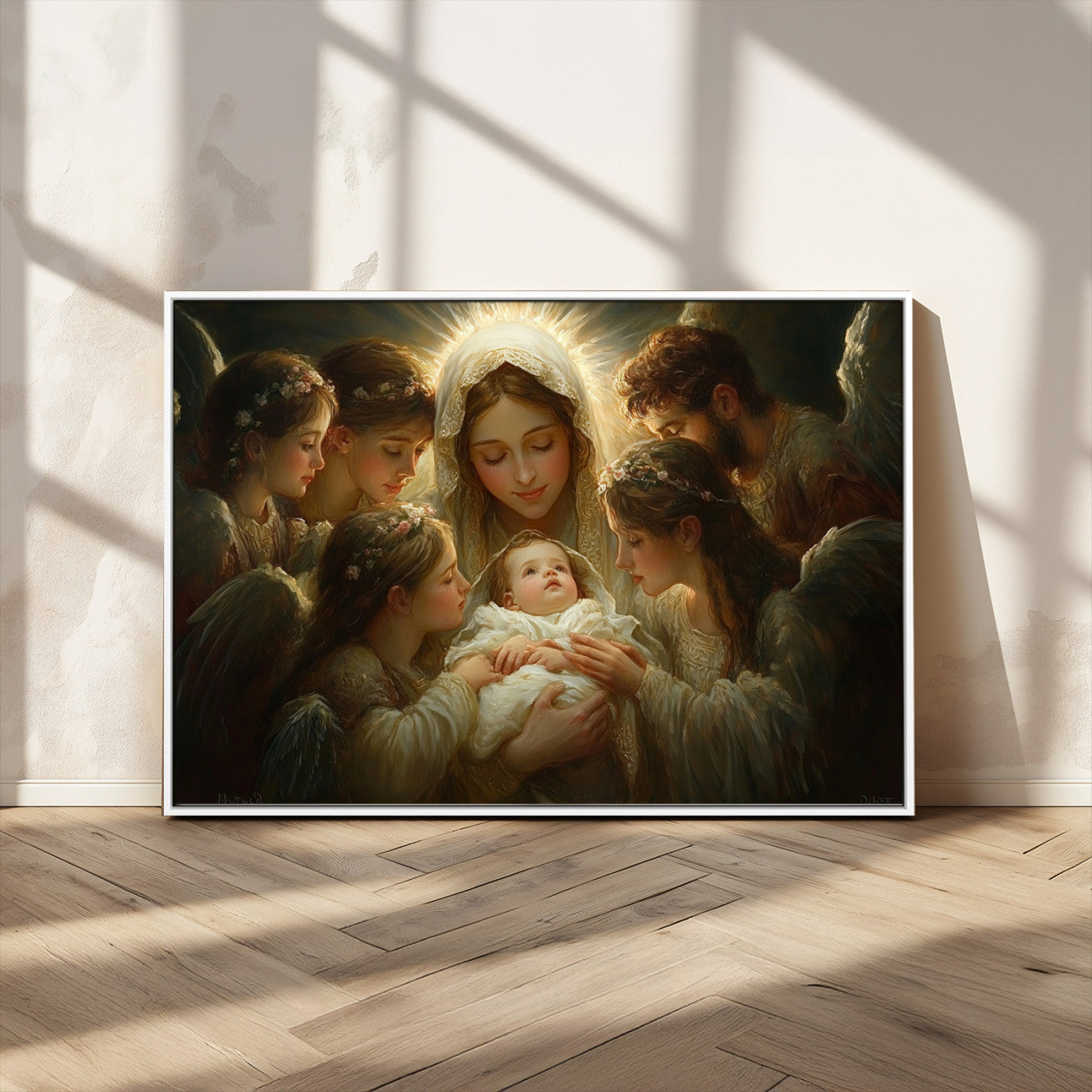 MGV-FC-36X24 - Mary Jesus Canvas Wall Art Print - Madonna and Child with Apostles Art Print - Classic Christian