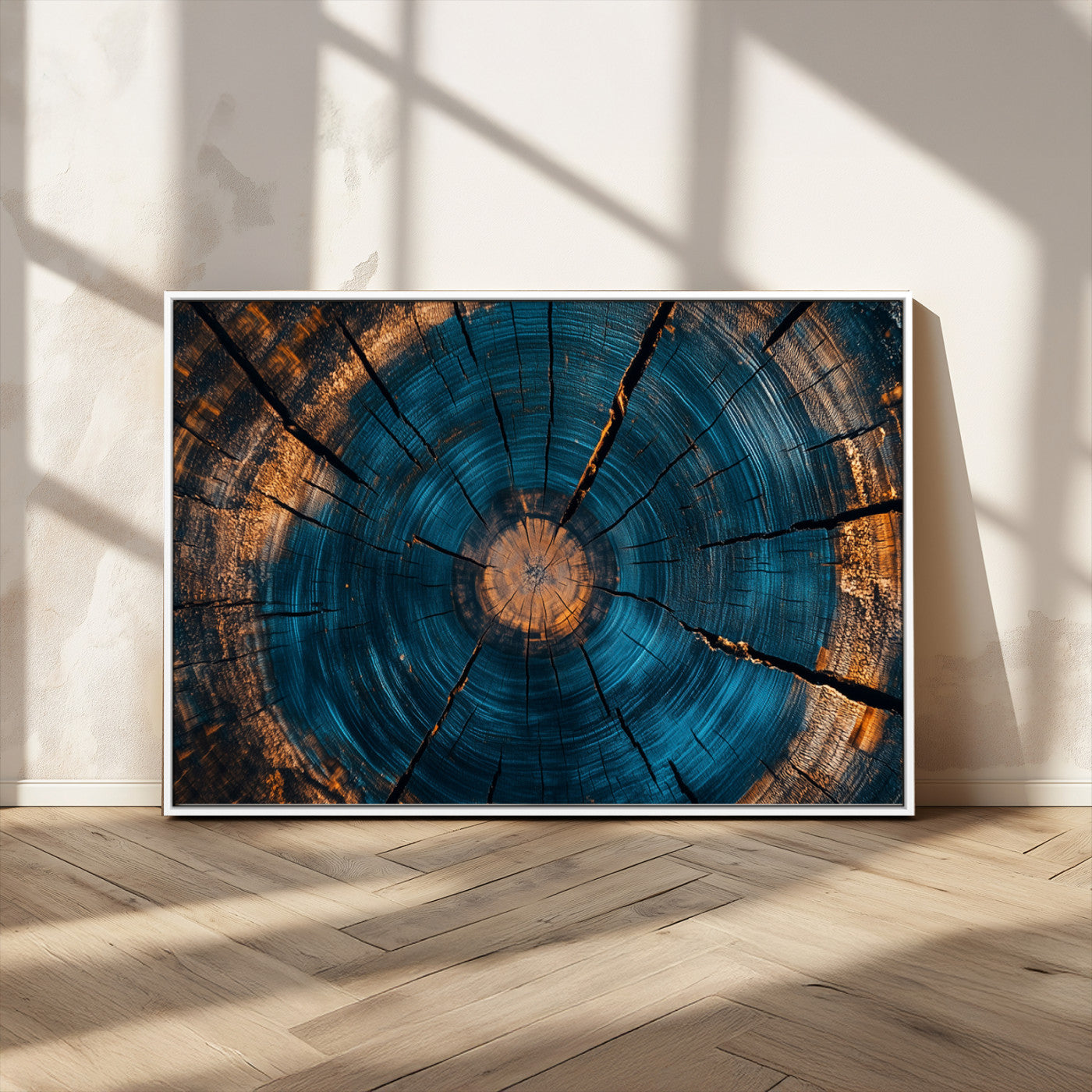 MGV-FC-36X24 - Abstract Tree Rings Wall Art Canvas Print - Wood Grain Rings Artwork Print - Nature Woodland Modern