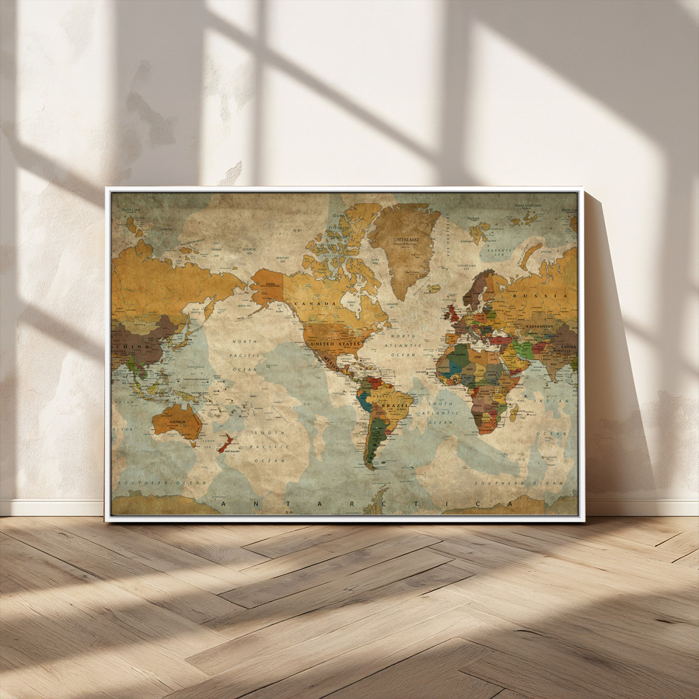 MGV-FC-36X24 - Push Pin World Map Canvas Print – Framed Wall Art for Couples to Track Their Travels – Anniversary
