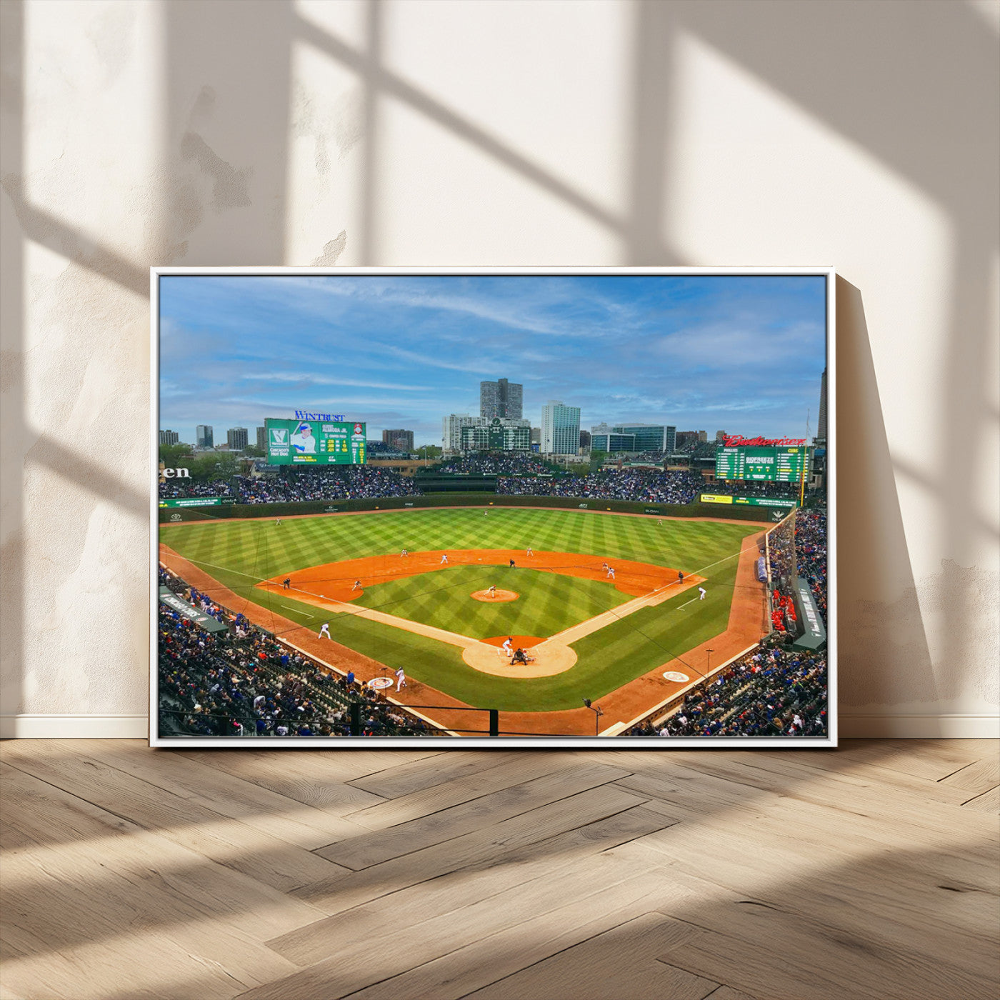 MGV-FC-36X24 - Wrigley Field Chicago Cubs Panoramic Multi Piece Canvas Wall Art - Iconic Baseball Stadium Print for