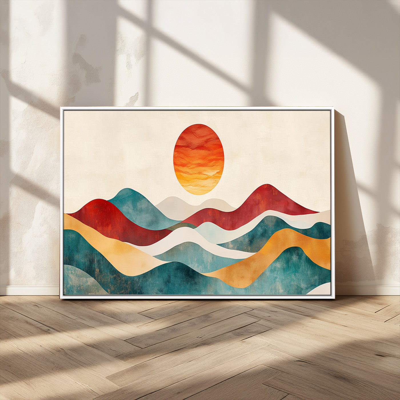 MGV-FC-36X24 - Southwest Mountain Canvas - Boho Triptych Wall Art - Rustic Woodland Nursery Decor - Abstract Nature