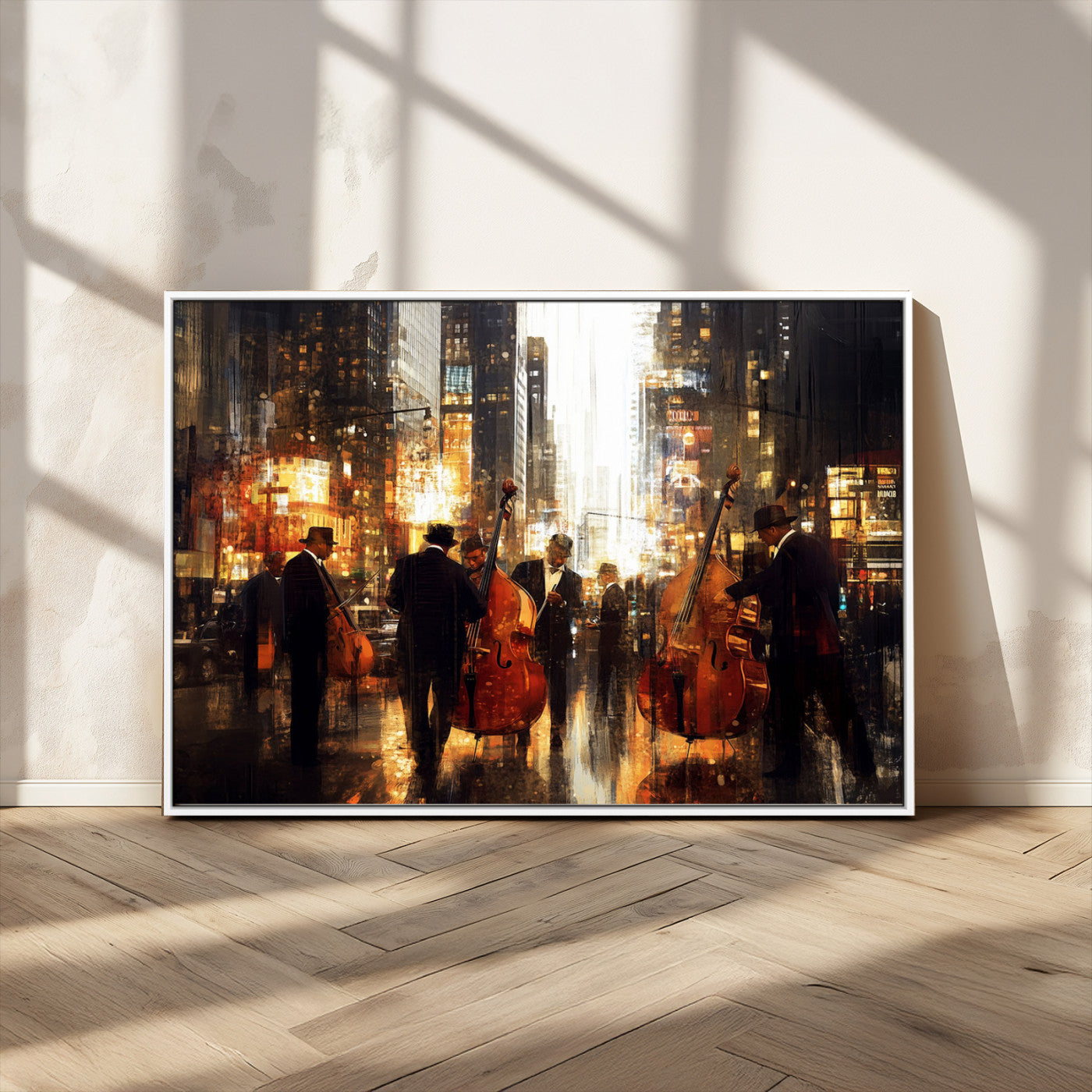 MGV-FC-36X24 - Abstract Jazz Art Wall Art Canvas Print - Framed Abstract Music Canvas - Colorful Instrument Poster