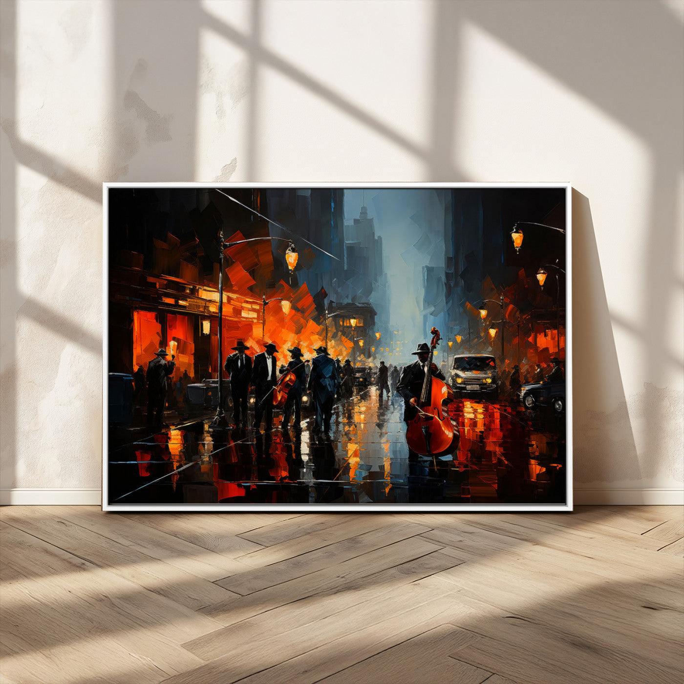 MGV-FC-36X24 - Winston Porter Jazz Wall Art - African American Music Canvas - Abstract Colorful Music Art - Framed