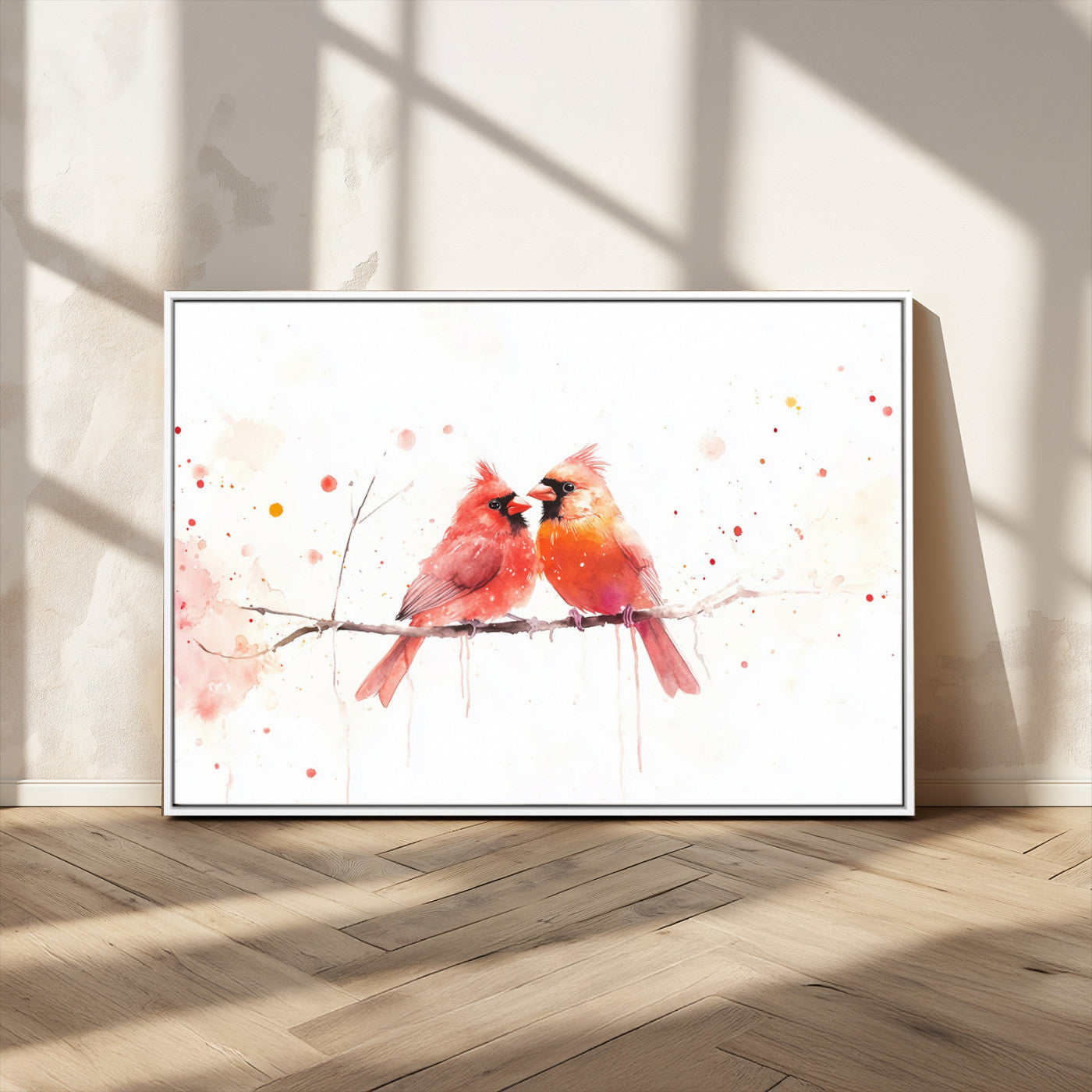 MGV-FC-36X24 - Cardinal Bird Canvas Wall Art - Male and Female Cardinal Print - Nature-Inspired Bird Wall Decor for