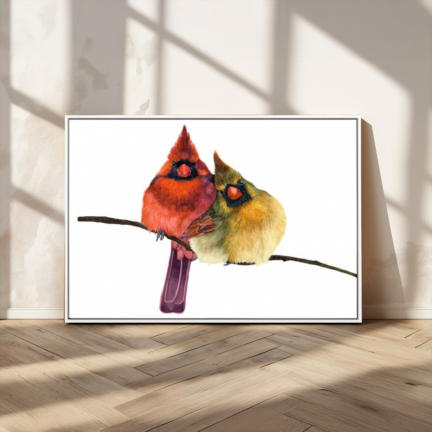 MGV-FC-36X24 - Cardinal Bird Canvas Wall Art - Male and Female Cardinal Print - Nature-Inspired Bird Wall Decor for