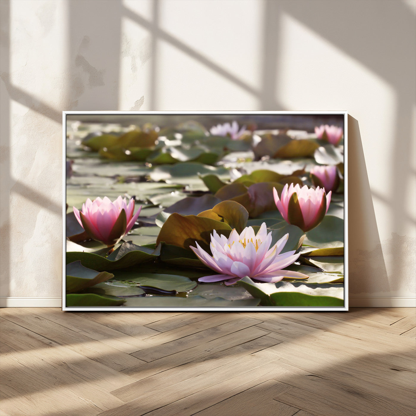 MGV-FC-36X24 - Lotus Flower Wall Art Canvas Print, Water Lily Large Wall Art Canvas Print for Yoga Room Decor,